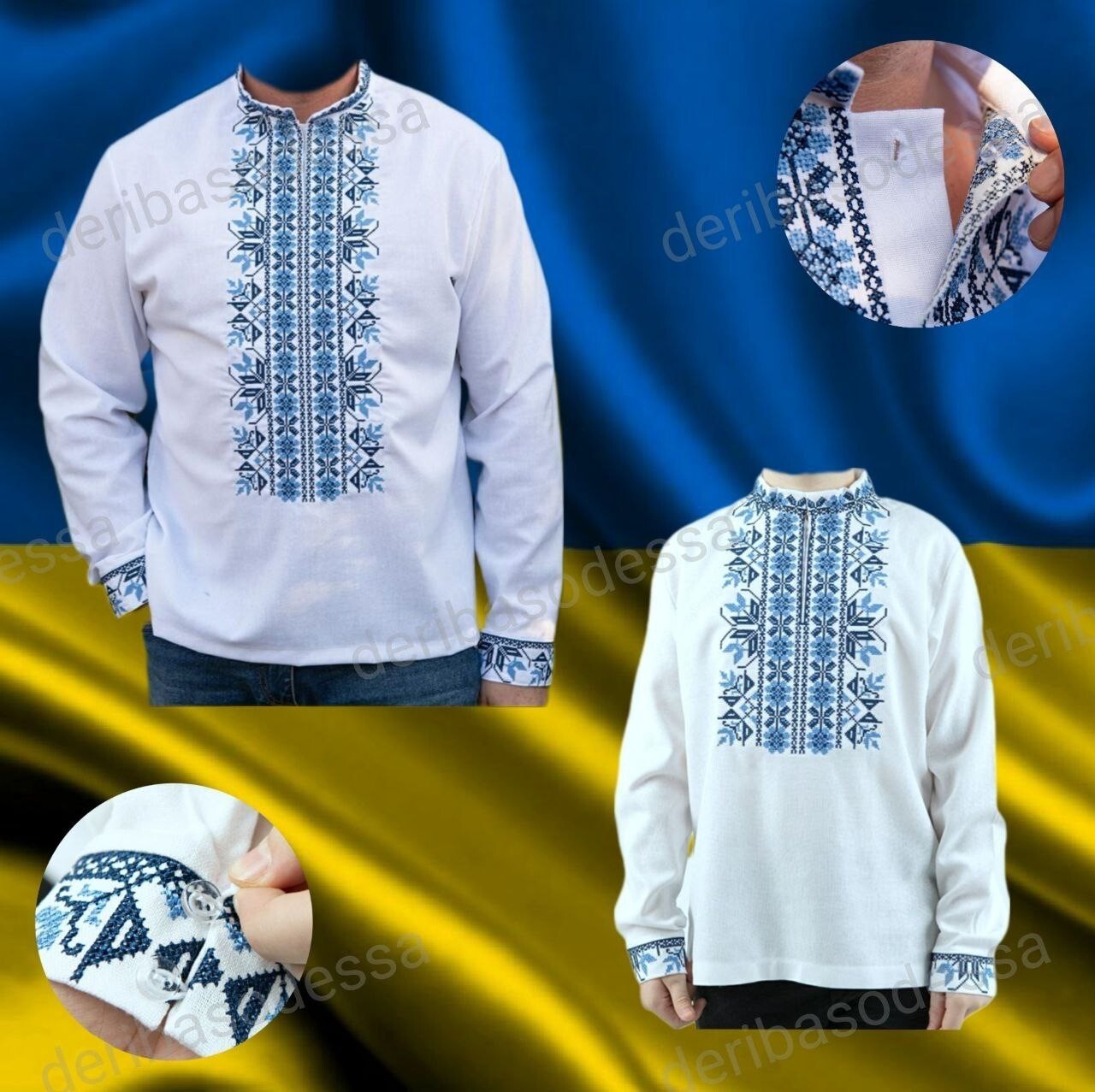 Set of Vyshyvanka Ukrainian traditional embroidered shirt men’s + children’s