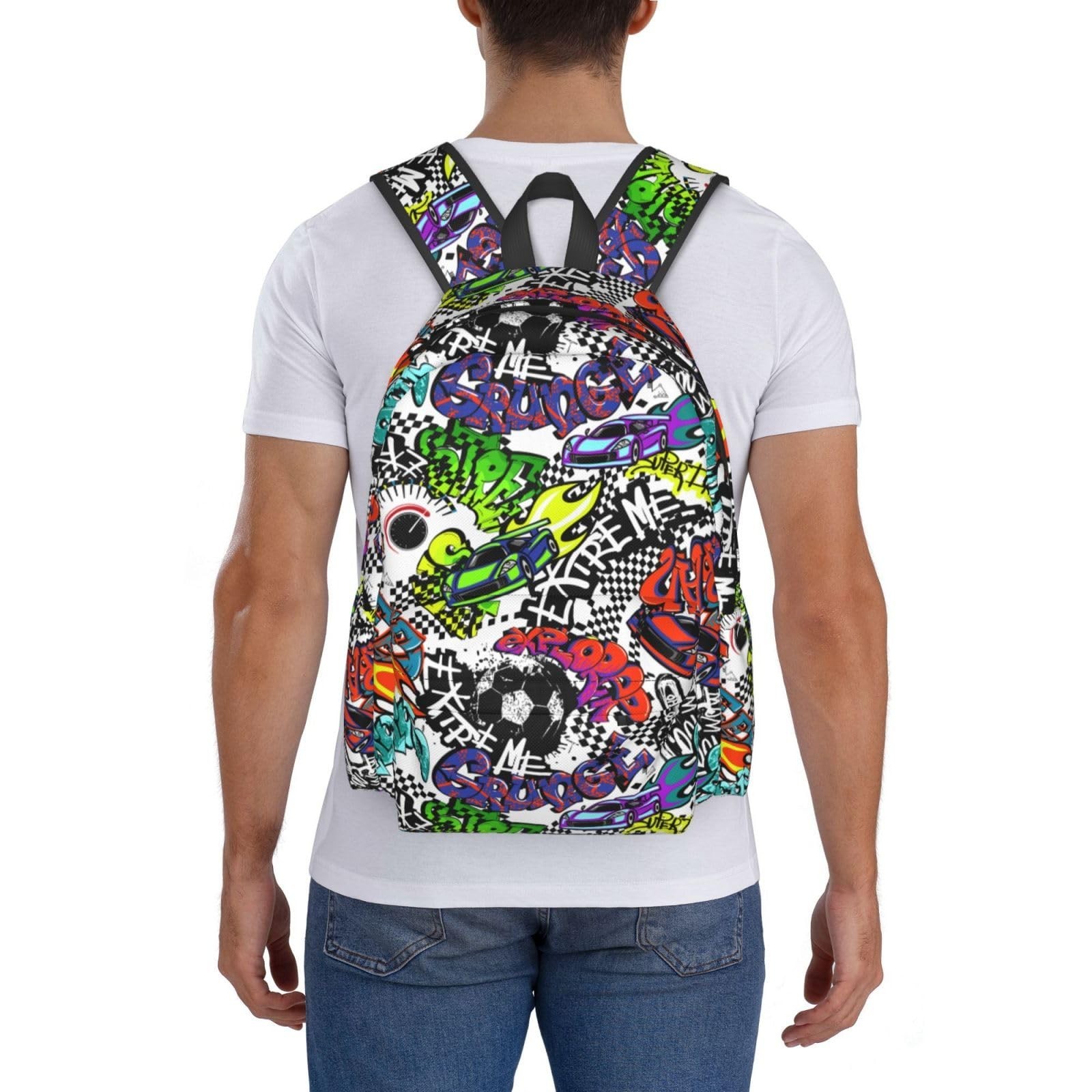 Cool Graffiti Novelty Pattern Backpack School Bag Lightweight Bookbag Casual …