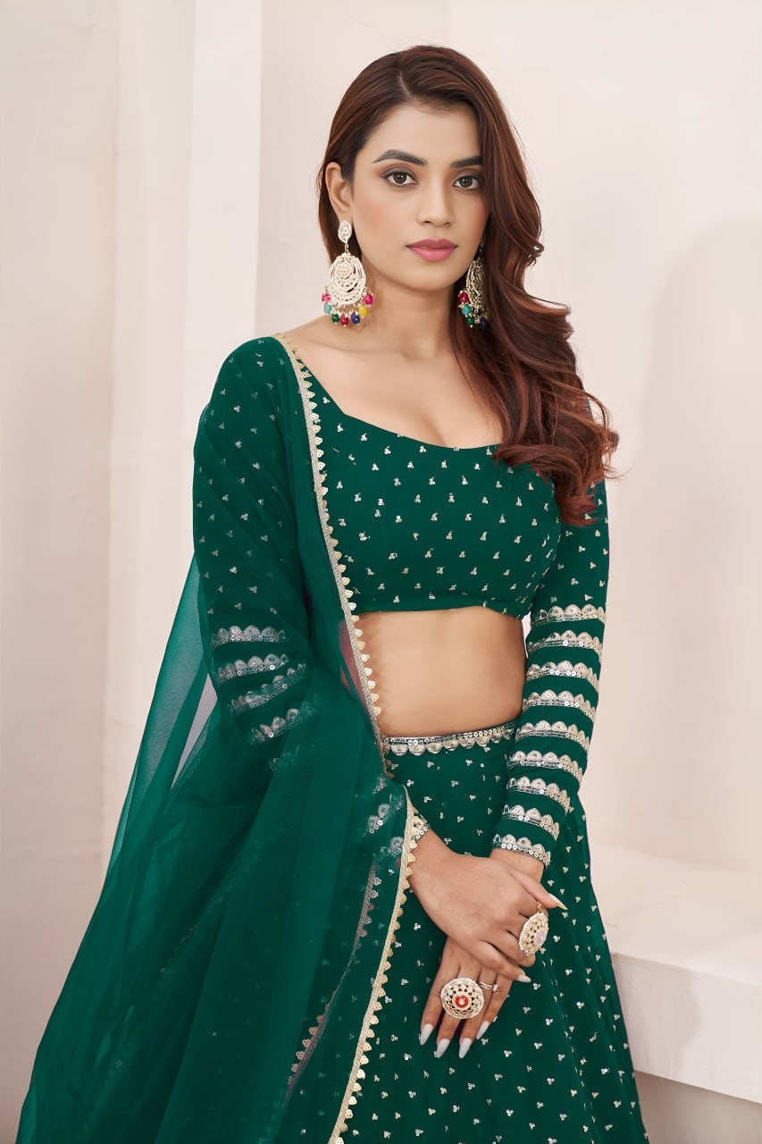 Luxury Art Silk Lehenga Choli Zari Sequin Engagement Party Wear