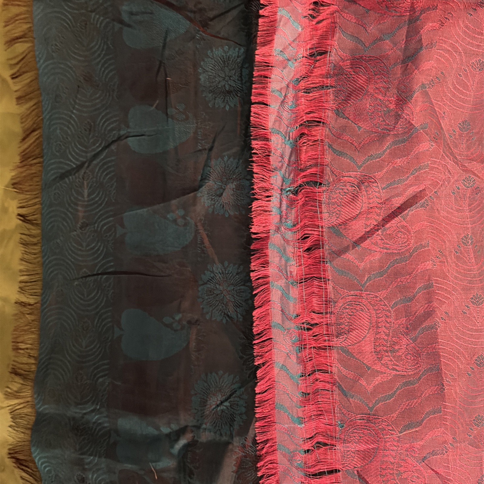 Iridescent Bollywood 100% Silk Sari ~Magenta-Deep Teal-18 Ft x46″~EXC
