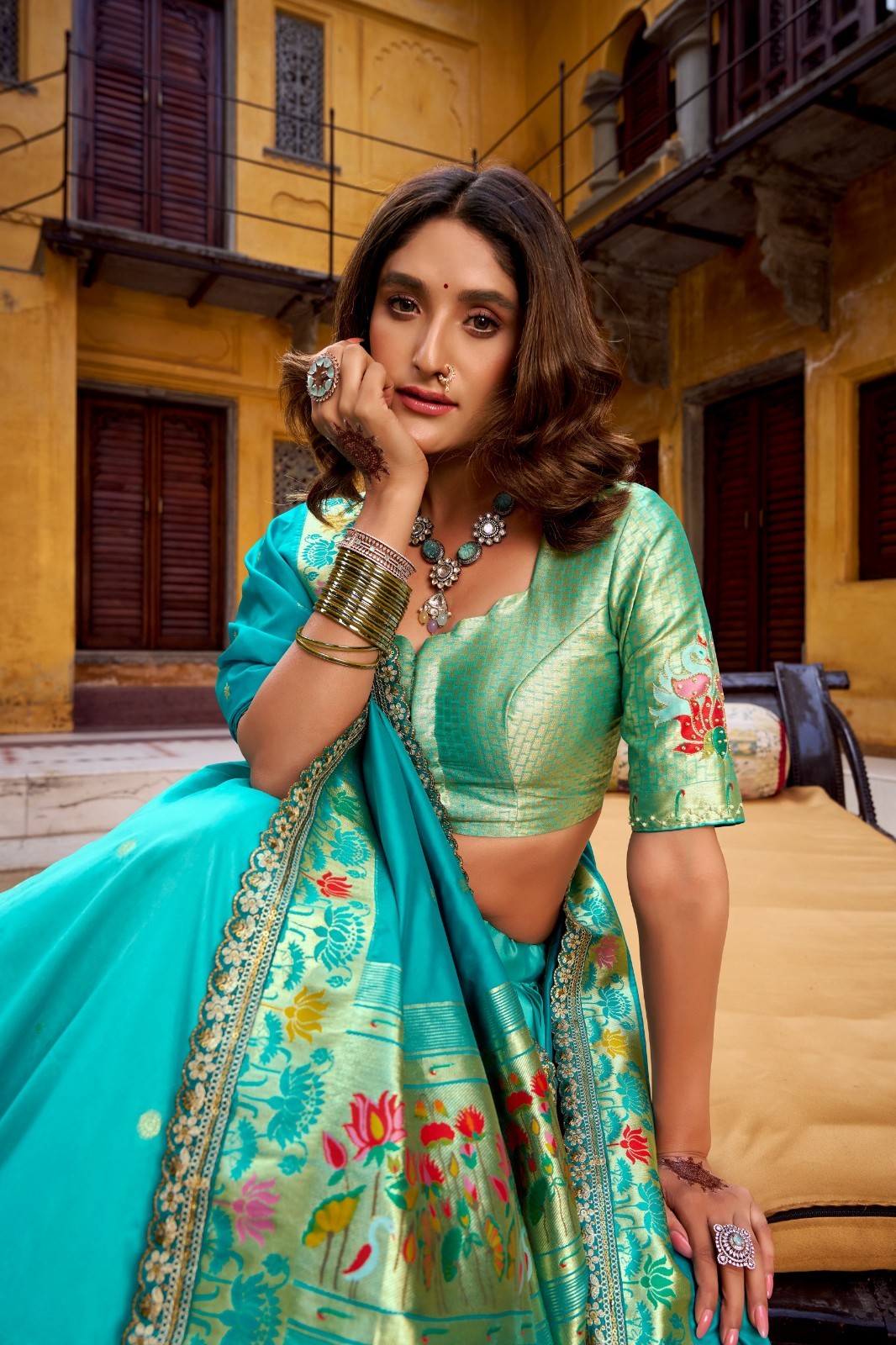 Soft Silk Paithani Lehenga Choli Zari Embroidery Wedding Ethnic Dress