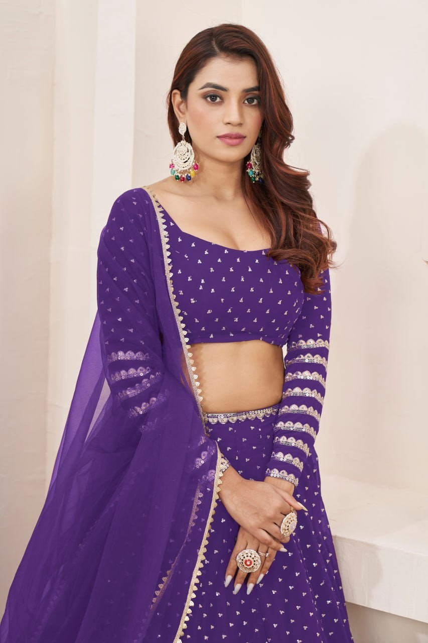Luxury Art Silk Lehenga Choli Zari Sequin Engagement Party Wear