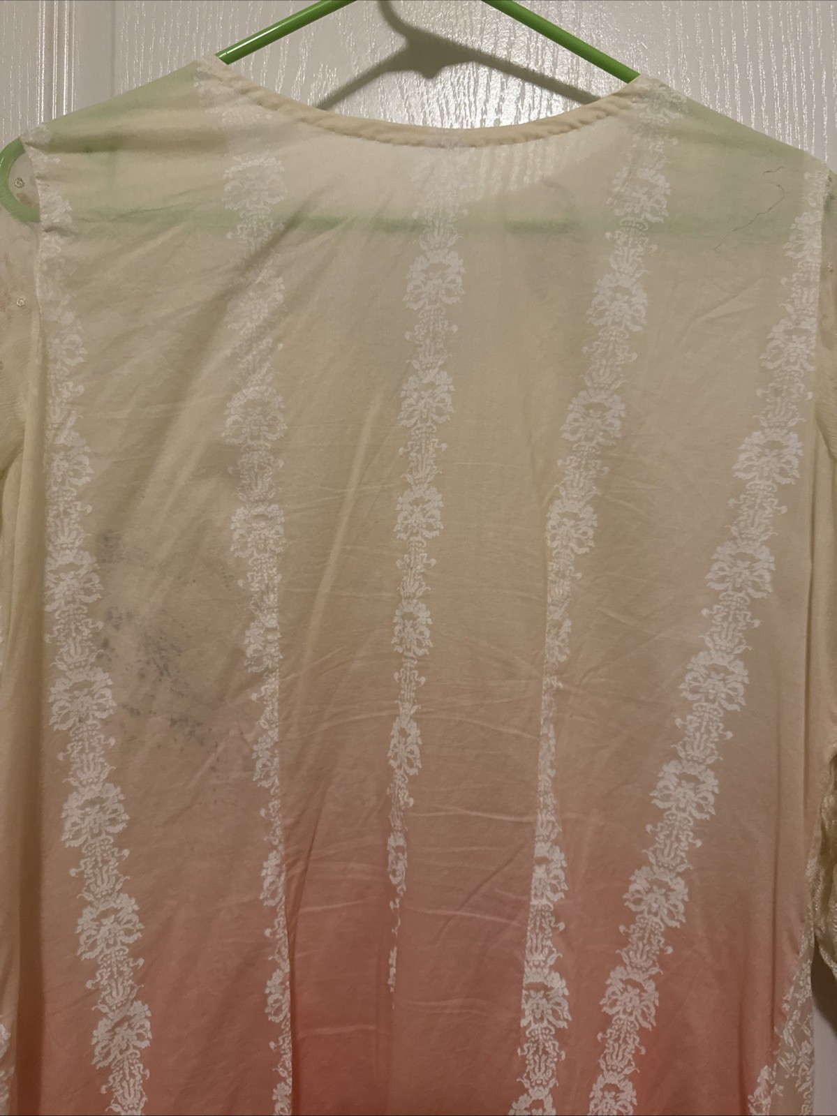 Shalwar Kameez 3 Piece Women M Pakistani Indian Ivory Pink Embroidered 40 Chest