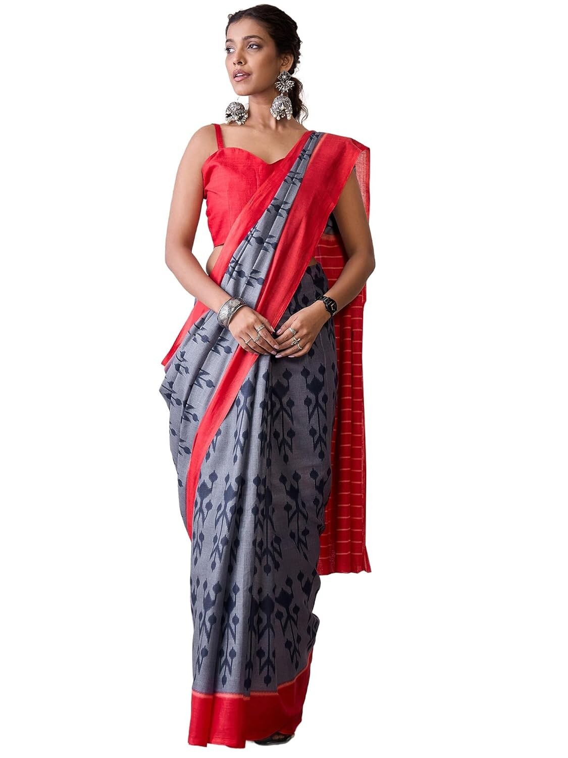 Women’s Cotton Blend Bandhani Printed Saree With Unstitched Blouse Piece