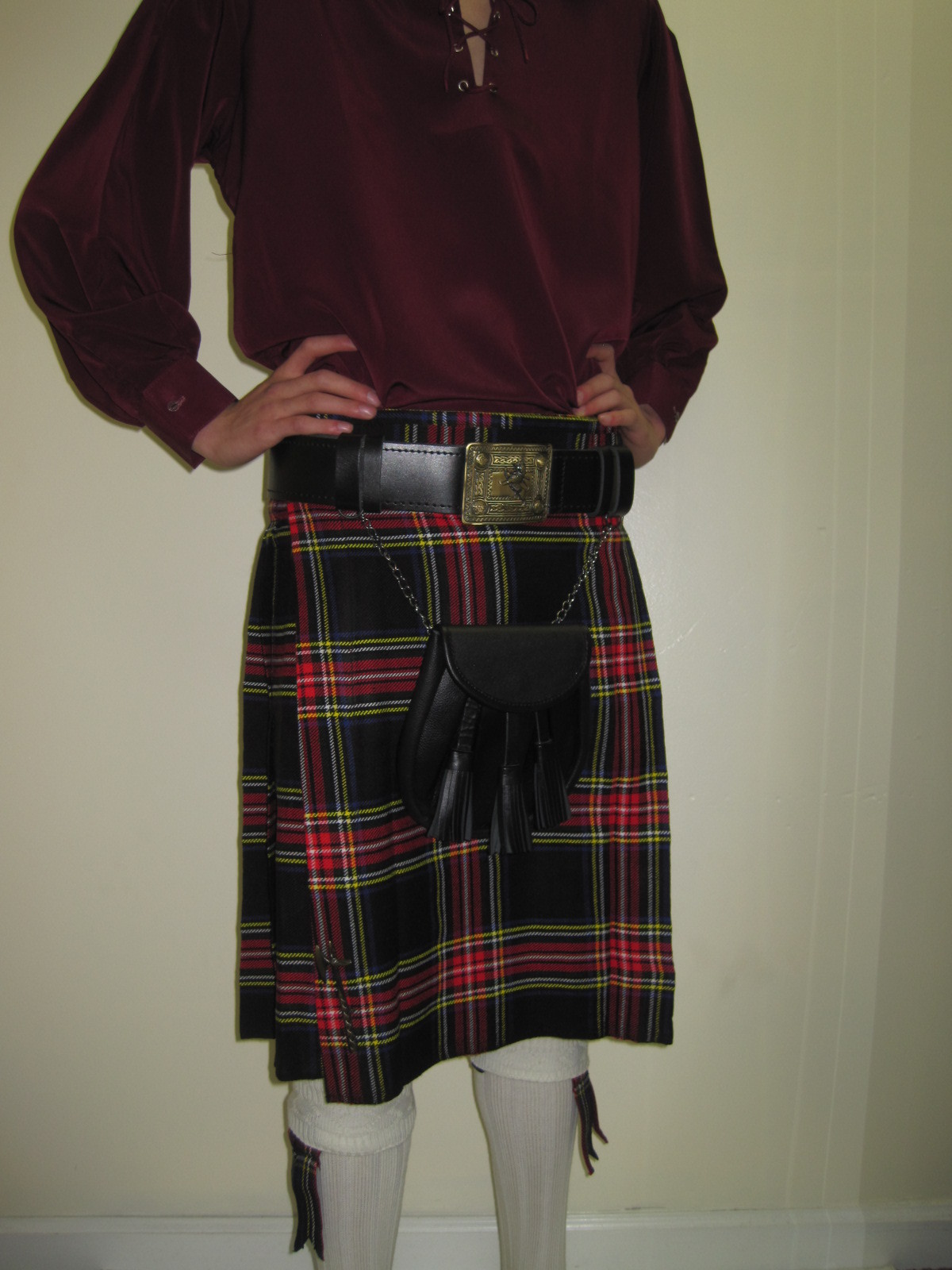 Black Stewart Scottish Tartan Kilt SCA Waist Sizes 30 – 52