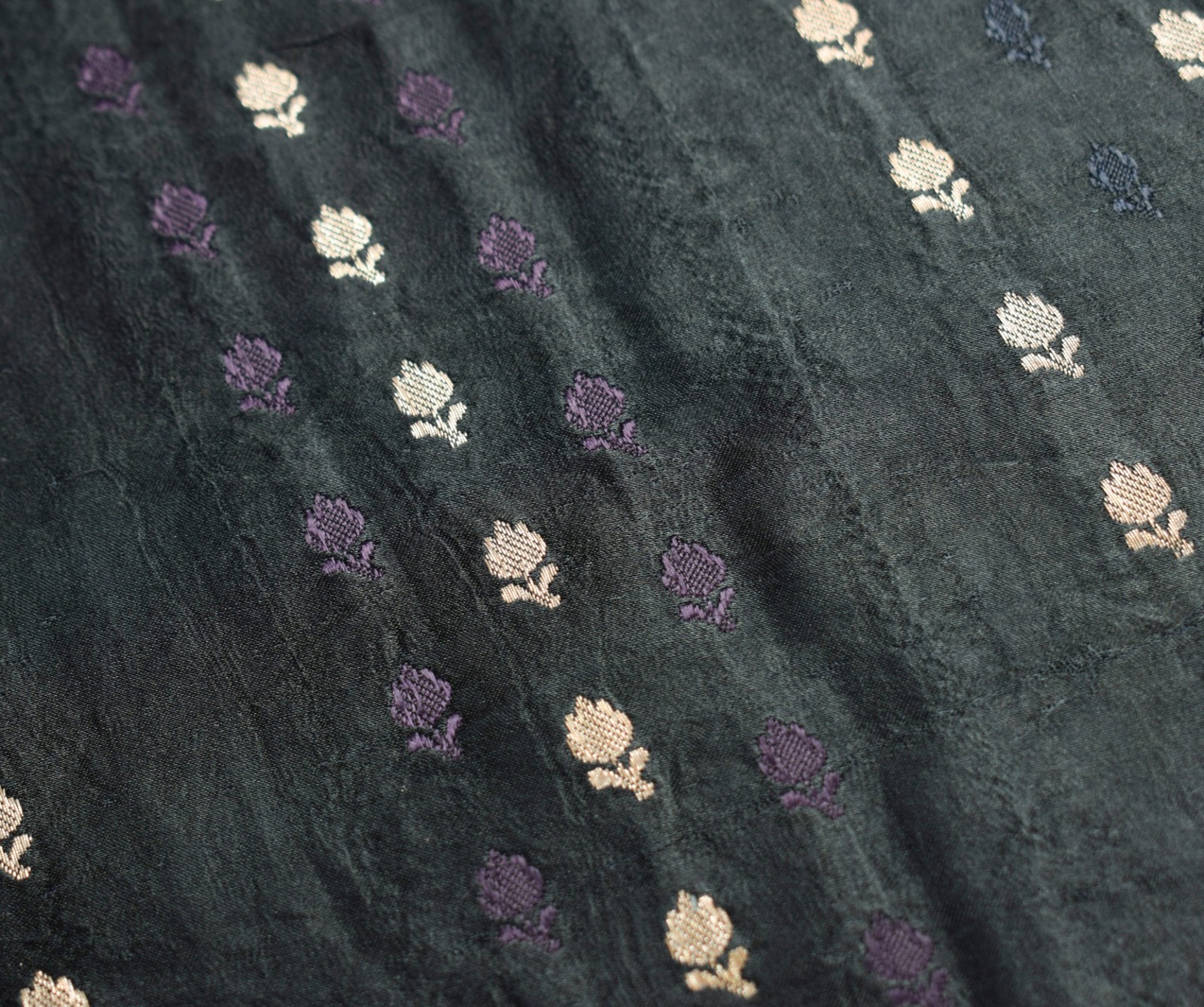 Sushila Vintage Heavy Saree Pure Satin Silk Banarasi Brocade Premium Black Sari