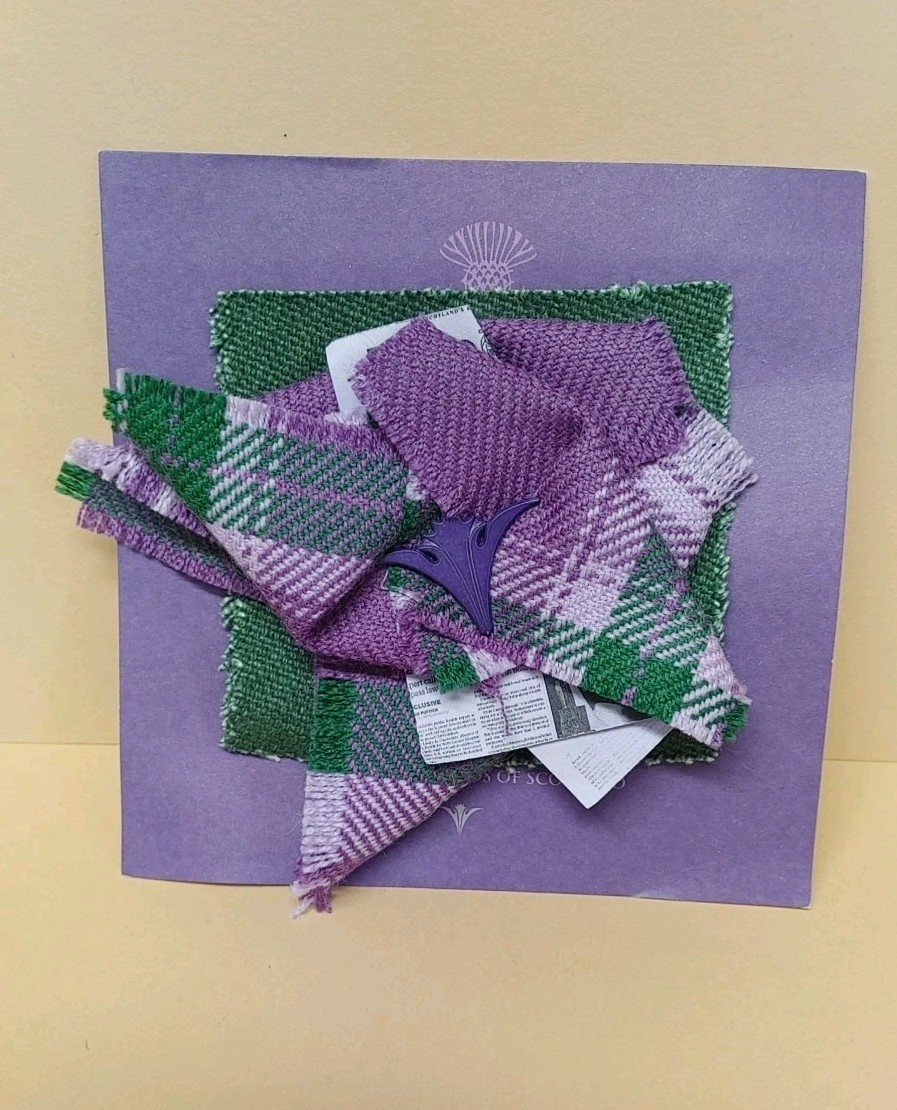 WeeBox Tartan Corsage Prickly Thistle Handmade Highlands Scotland Purple Green