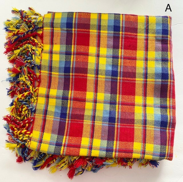 Scottish Traditional Tartan Fly Plaid Hands Fringed Acrylic Wool Scarf Rolled 