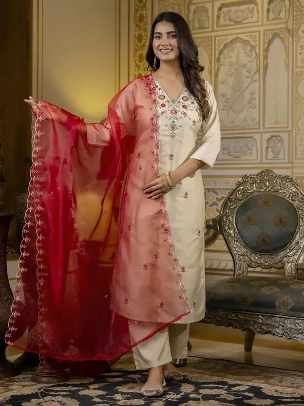 Indian Pakistani Designer Top Kurta Set Bollywood Ethnic Kurti Pant Dupatta Set