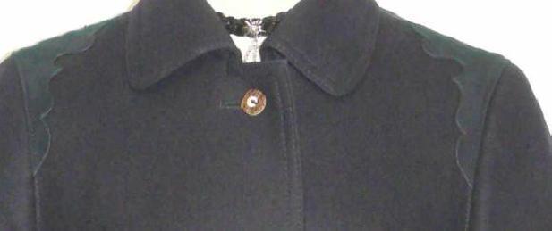 BLUE WOOL Winter Women Girl LONG Dress SHORT SLEEVE Trench Walk Jacket COAT 10 M