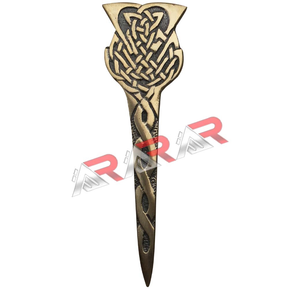 Kilt Pin Scottish Thistle Celtic Crest Highland Kilts Pin 4″ Antique Finish AAR