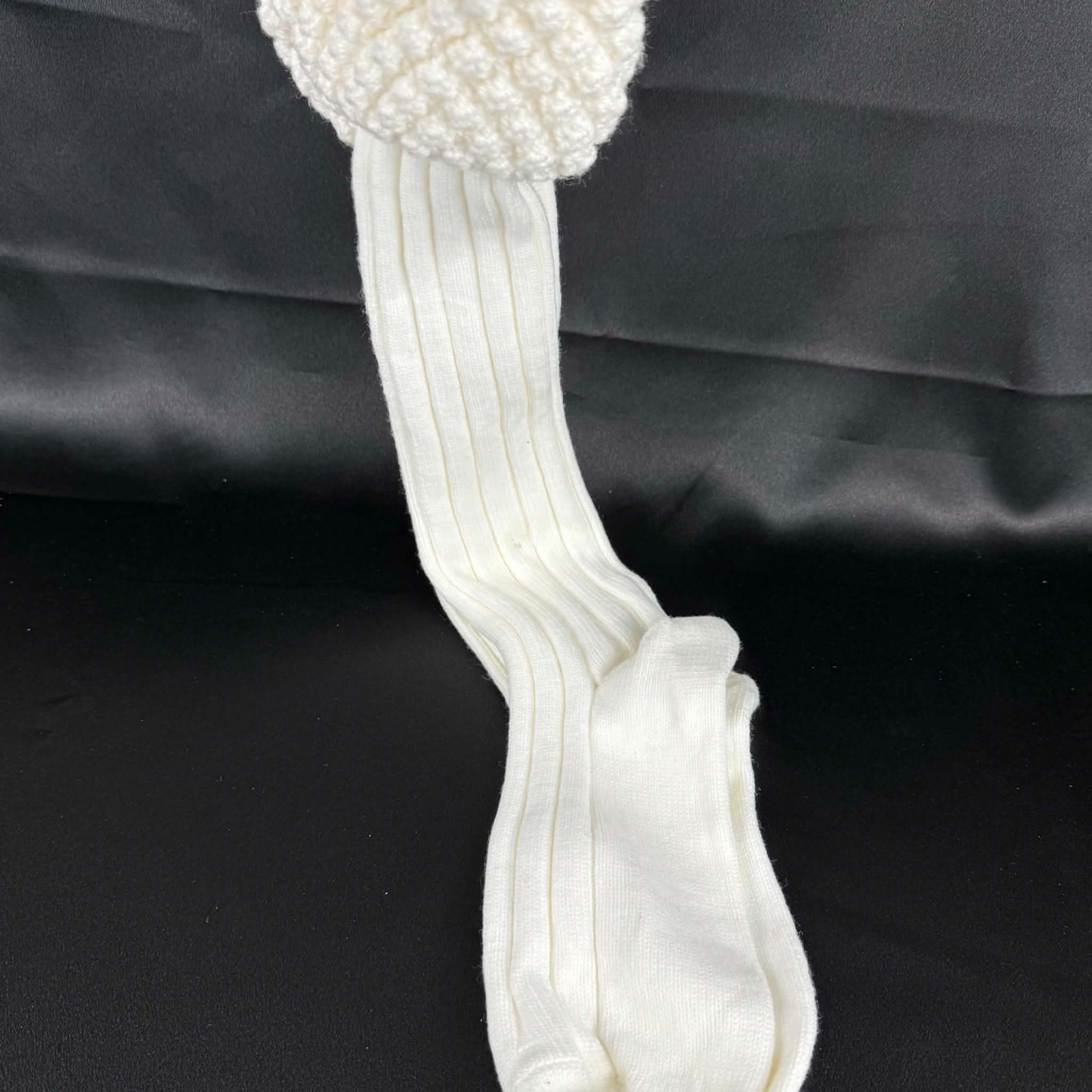 New Scottish Piper Kilt Hose Socks – Ecru Off-White Popcorn Top – Pipers Cove