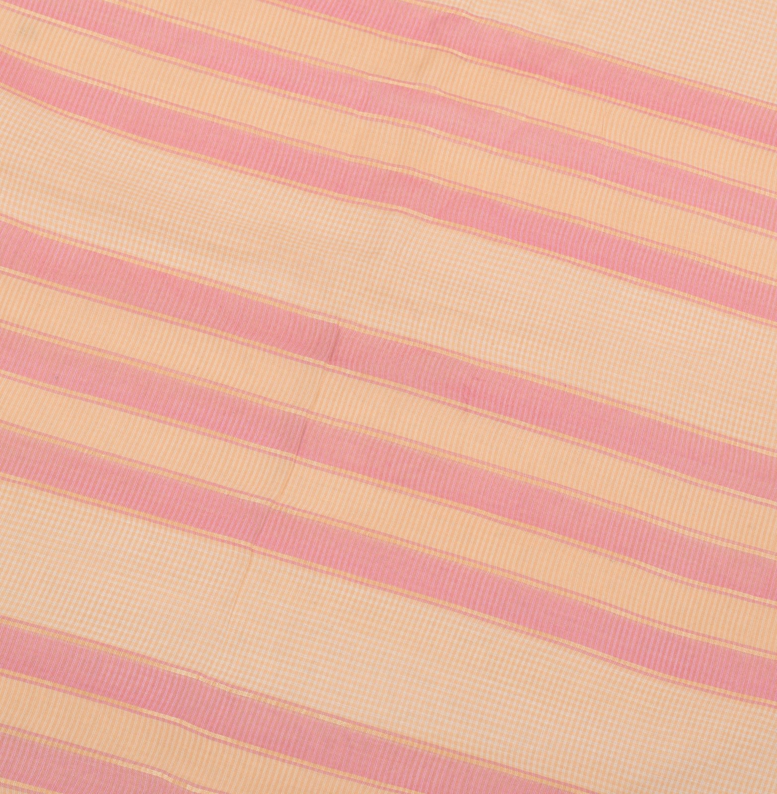 Sushila Vintage Cream Checks Saree Stripes Border Art Cotton Sari 6 Yard Fabric