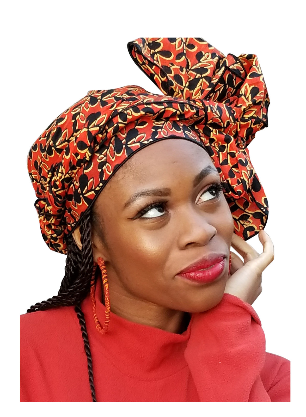 Orange African Print Ankara Head Wrap One Size DP3844H