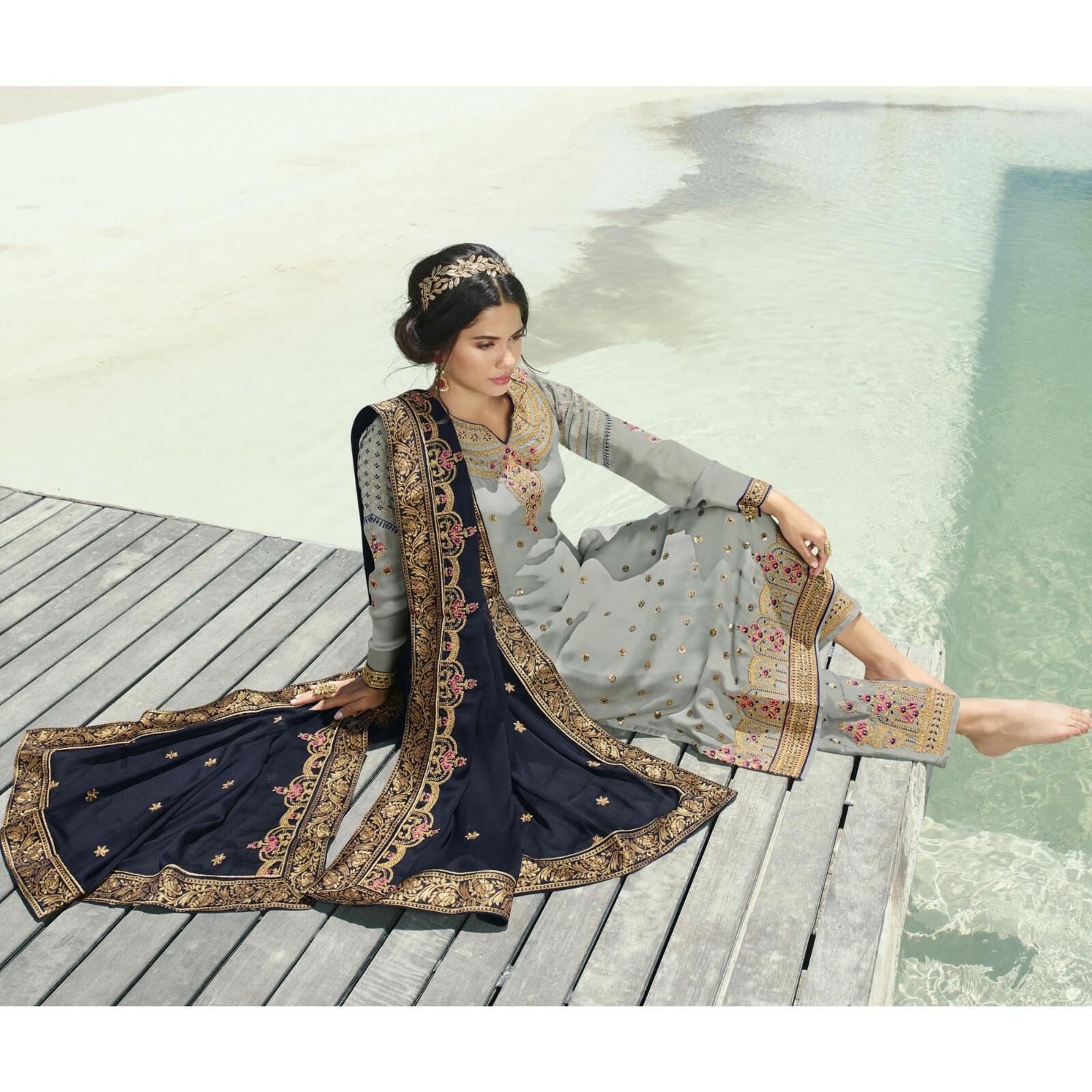 Pakistani Designer Salwar Kameez Suits Heavy Georgette Embroidery Worked Dresses