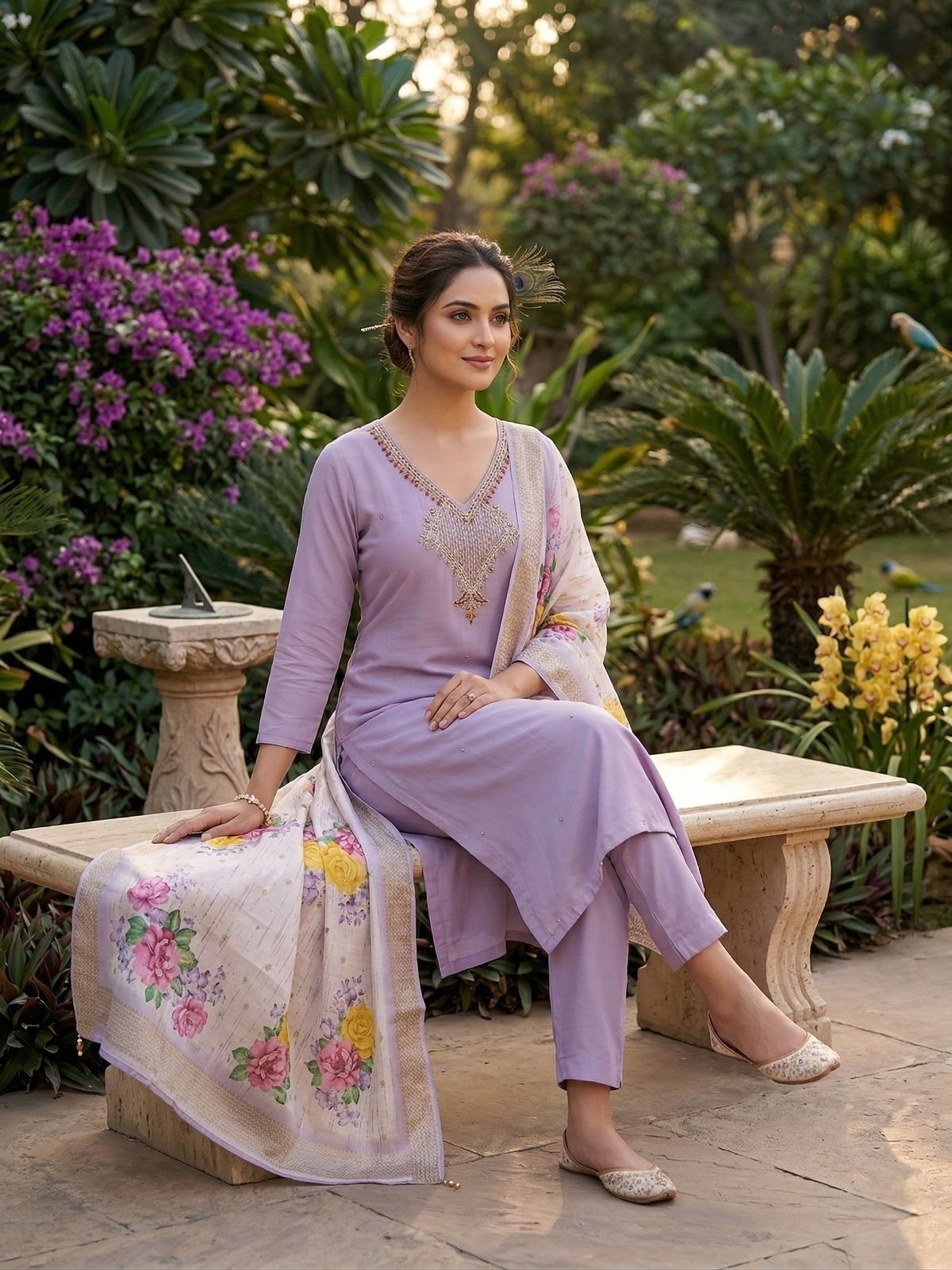 Lavender Salwar Kameez Kurti Indian Pakistani Tunic Party Wear Bollywood Dress