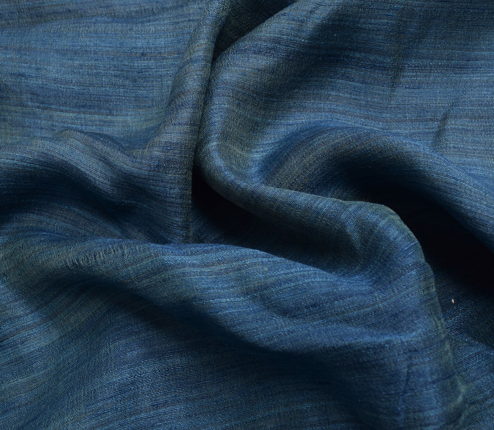 Sushila Vintage Blue Woven Floral Saree 100%Pure Woolen Indian Sari Craft Fabric