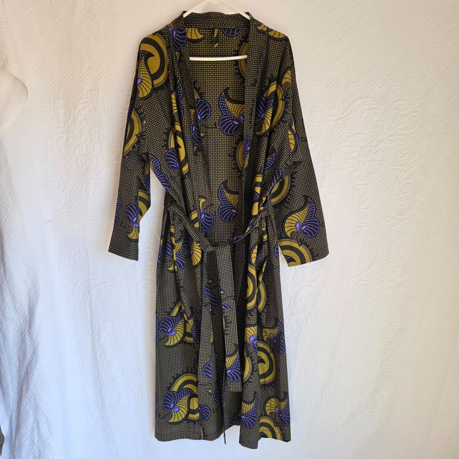 African Print Belted Jacket Kimono Coat Full Dress Ankara Style Long Sleeve