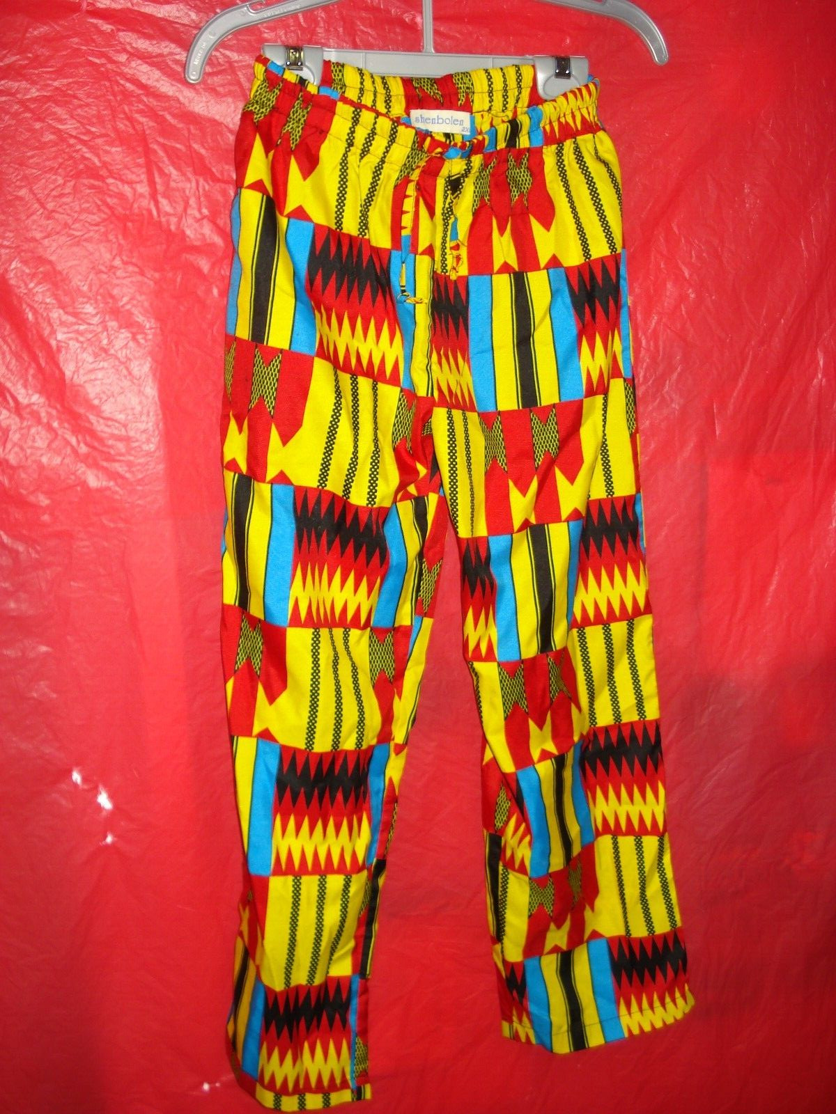Shenbolen African Pants – Beautiful Pattern Kente Unisex – Youth Size See Photos