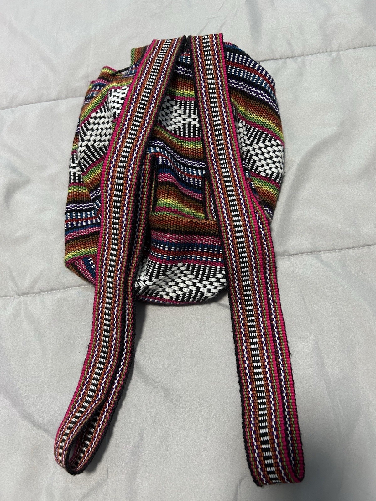 Pinzon Multicolor Pink Black Festival Bohemian Hippie Backpack Made In Mexico