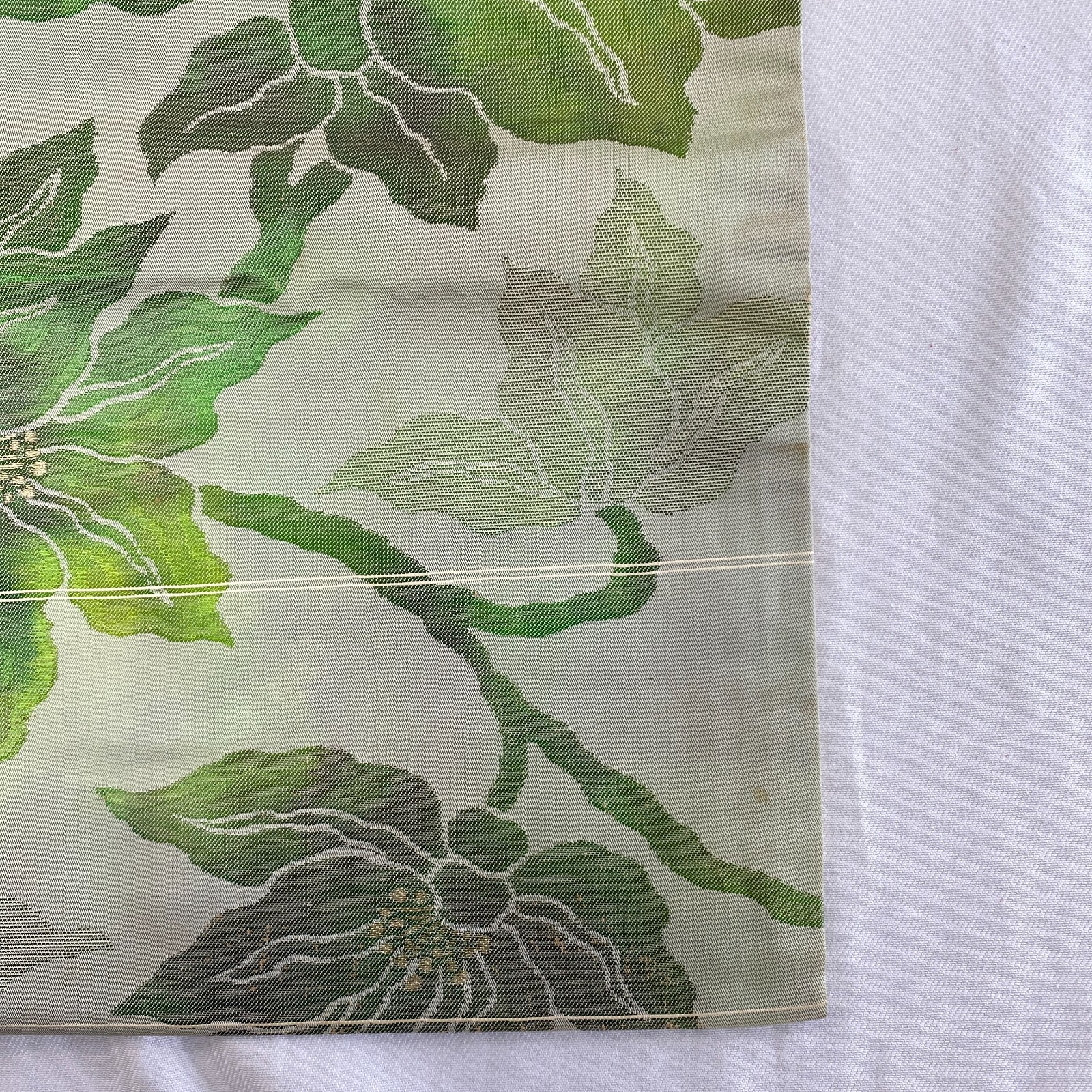 Japanese Vintage Kimono Nagoya Obi Silk Green Drit Traditional 137 x 12 in