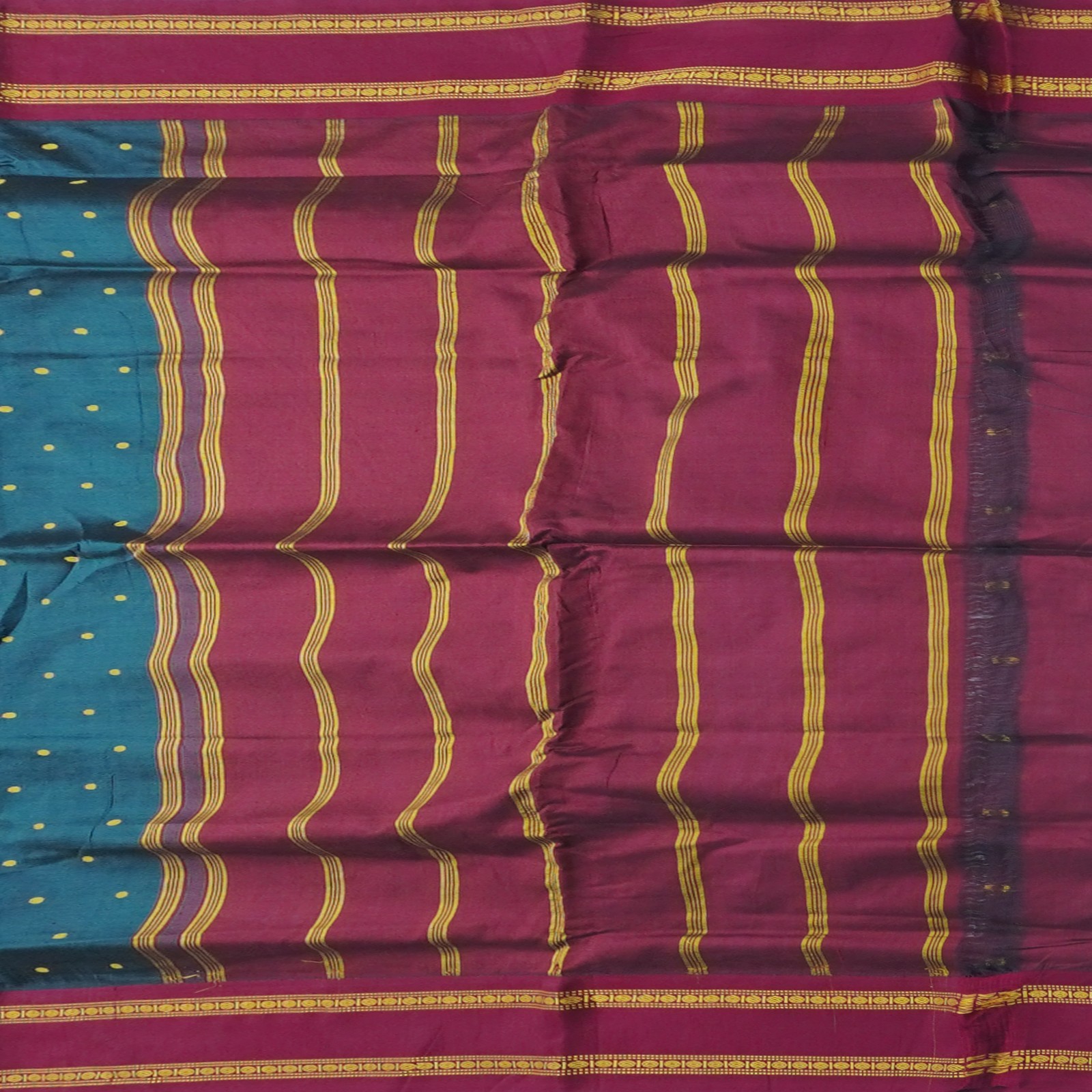 Vintage Peacock Blue Sarees 100% Pure Silk Woven Indian Sari 6YD Craft Fabric