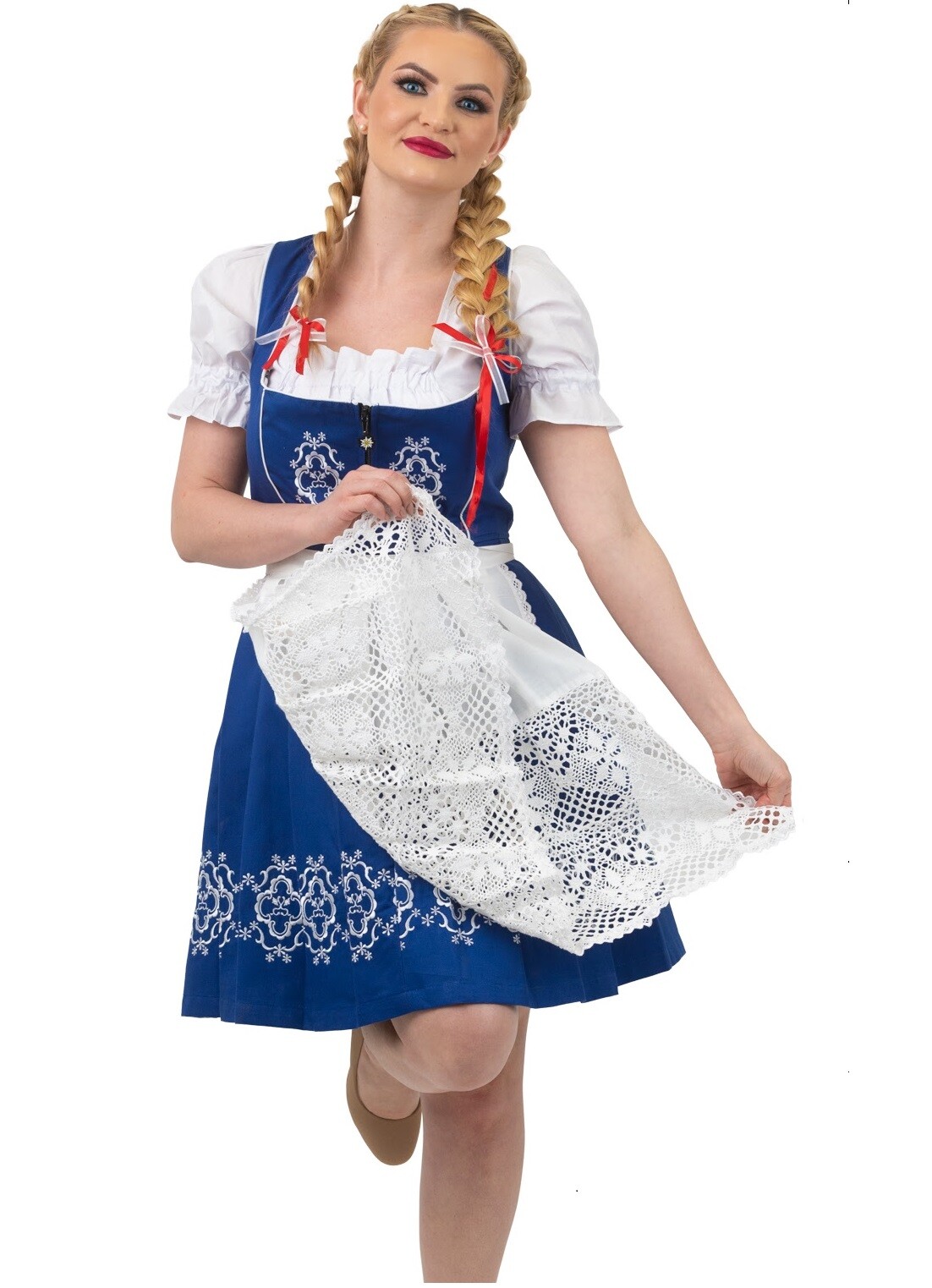 Blue German Dirndl Dress XS S M L XL 2XL 3XL EMBROIDERED Oktoberfest Party 3pcs