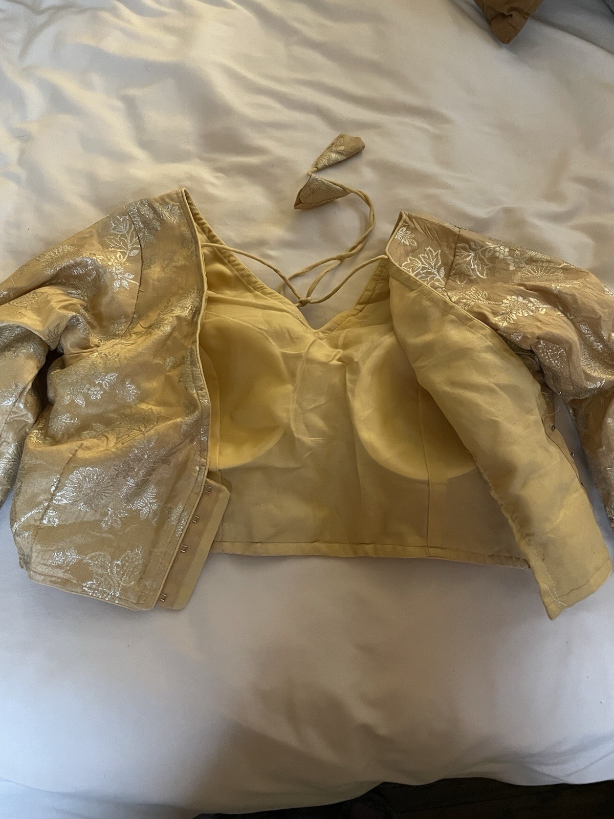 Yellow/Gold Brocade Choli Blouse 3pc Set Skirt Black Dupatta Women