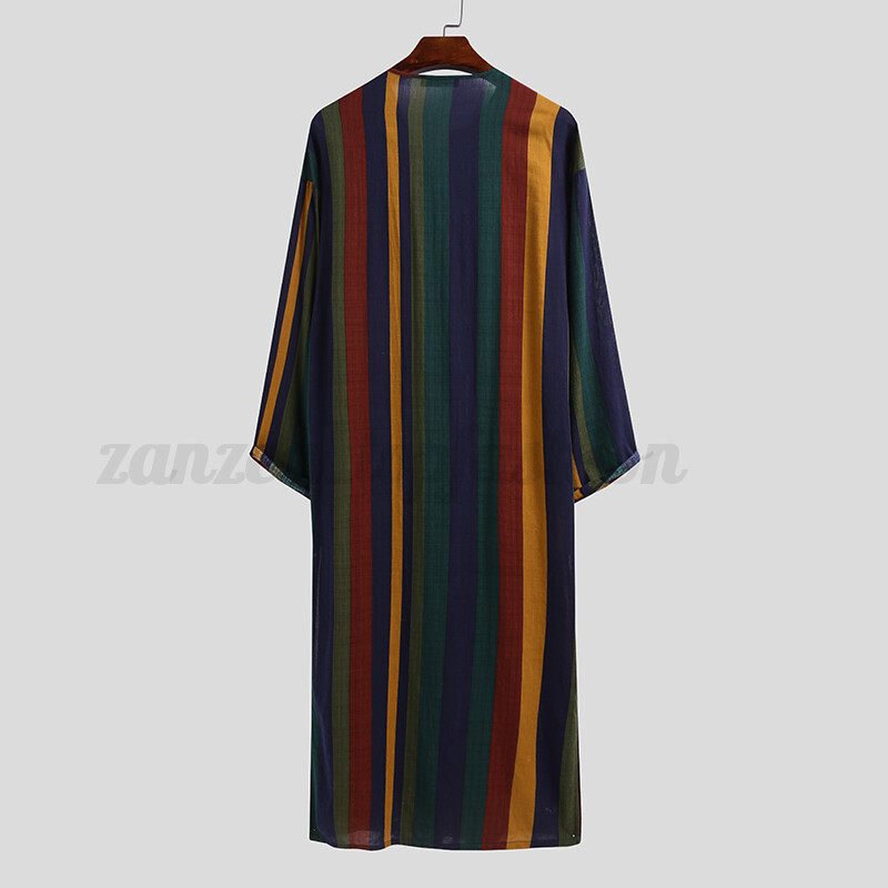 Men Long Sleeve Muslim Islamic Arab Abaya Kaftan Saudi Dishdash Maxi Kaftan Tops