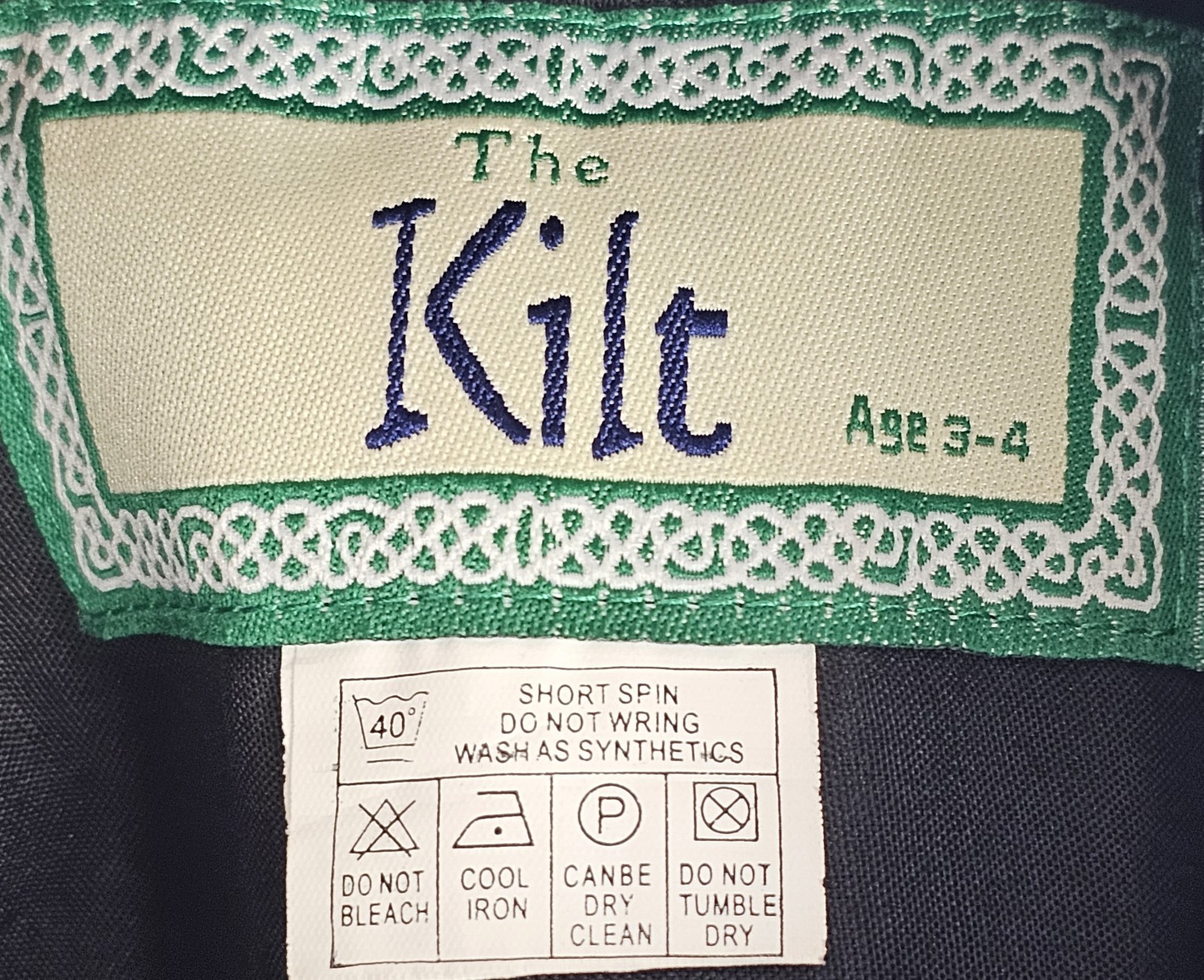 THE KILT Irish Red Tartan Plaid Kids Age 3-4 School Girl Wrap Skirt Green Blue