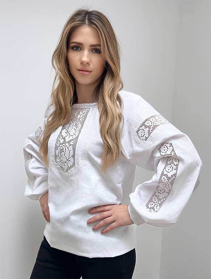 Women’s embroidered shirt Ażur white (вишиванка)