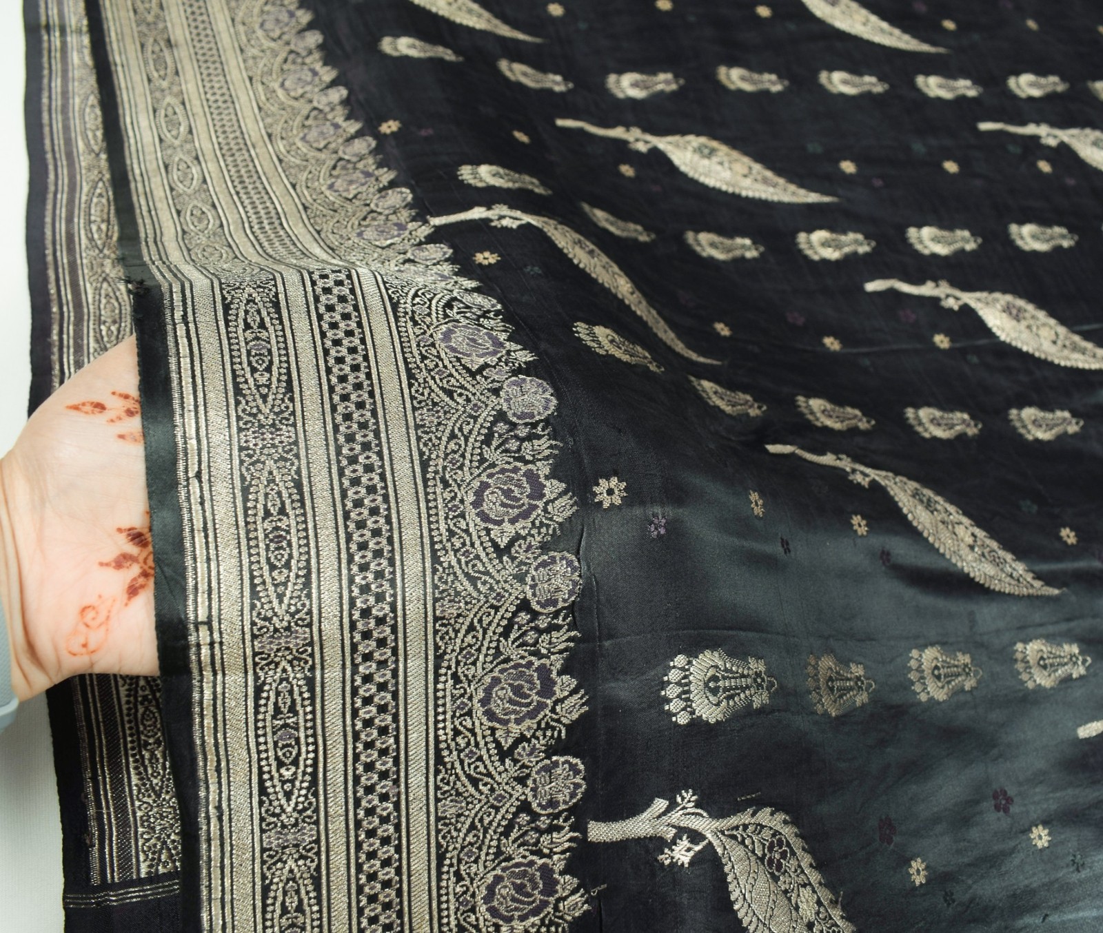 Sushila Vintage Heavy Saree Pure Satin Silk Banarasi Brocade Woven Sari Fabric