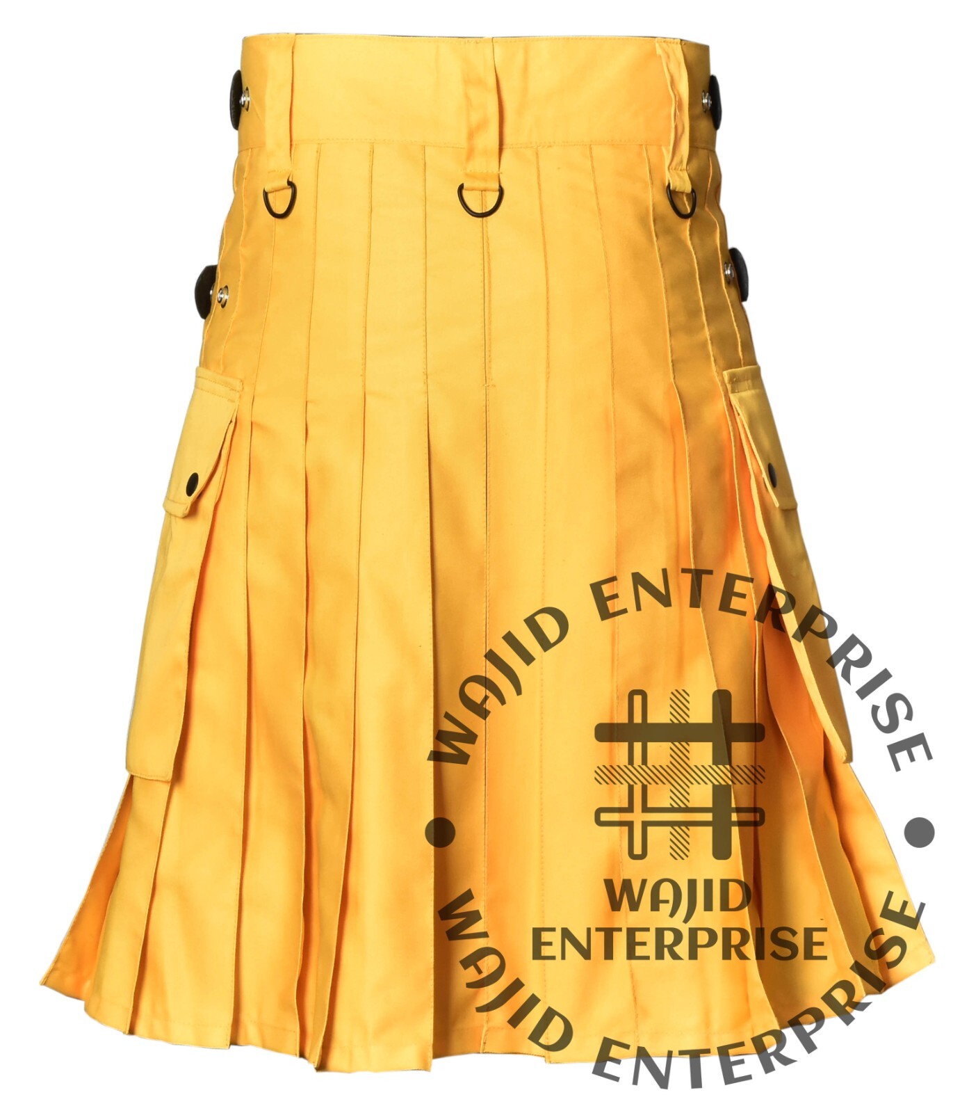 Men’s yellow Cotton Utility Kilt -Utility Kilts For Men With Leather strap