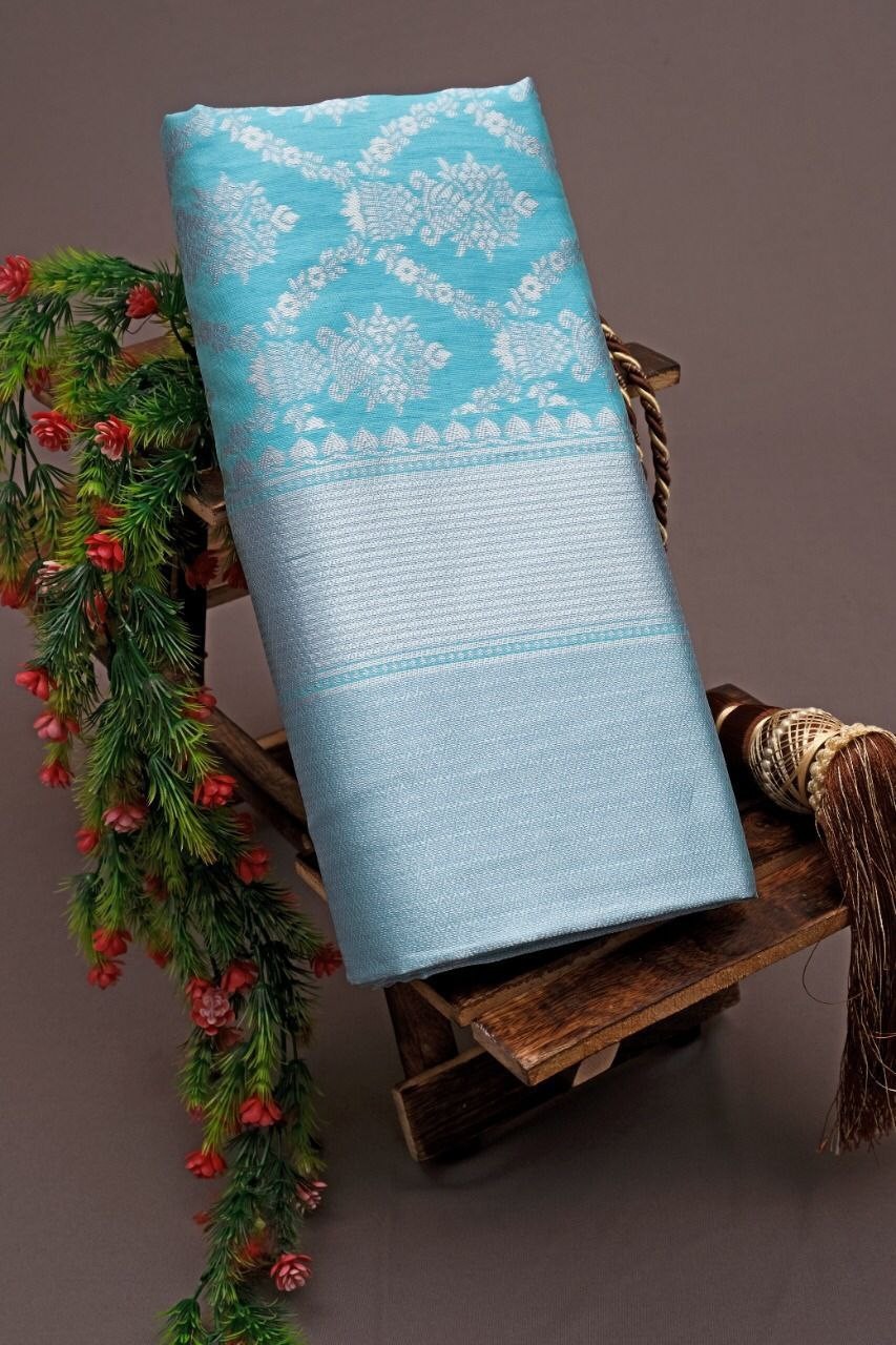 Indian Wedding Soft Lichi Silk Saree Bollywood Jacquard Partywear Saree