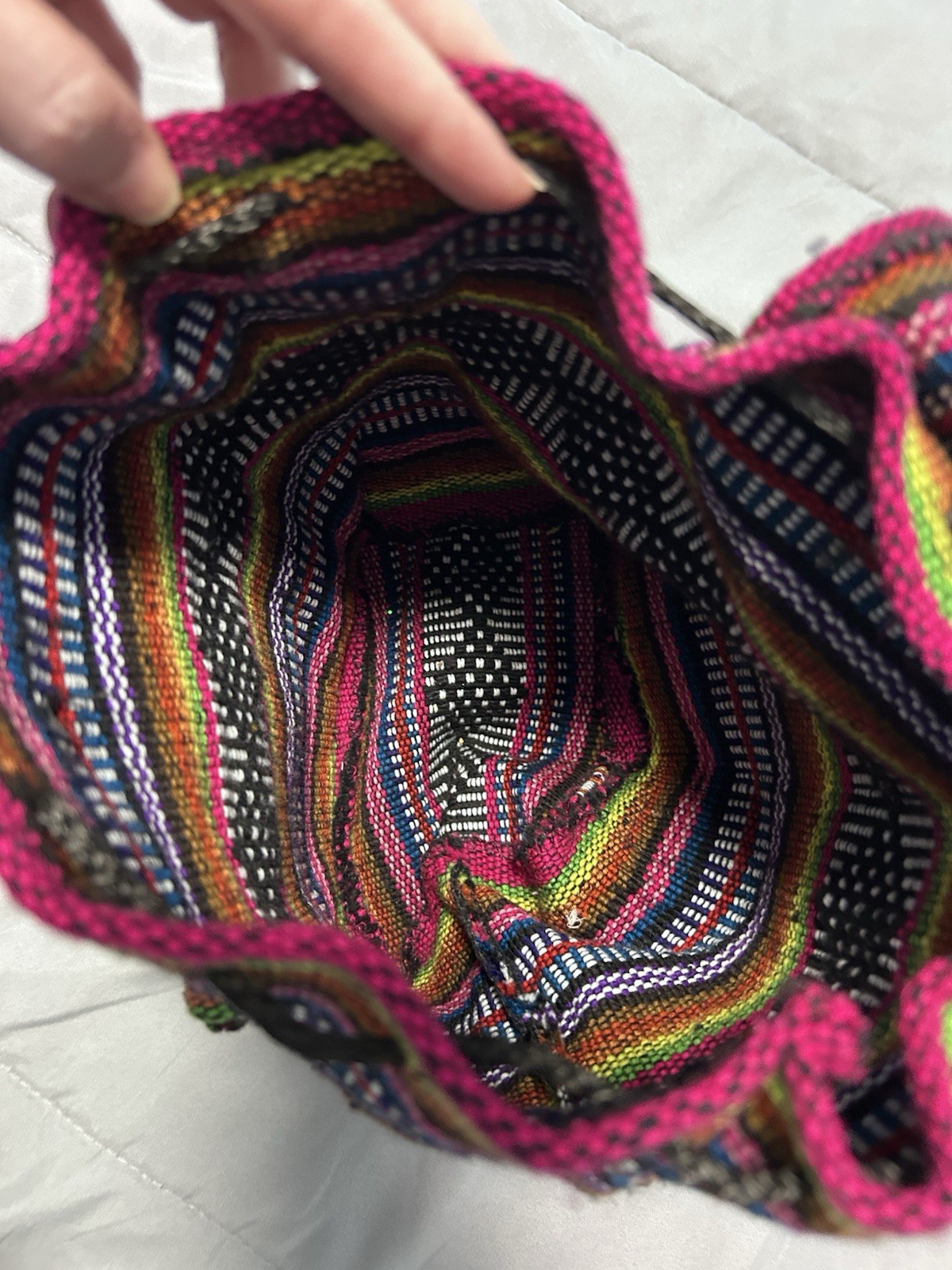 Pinzon Multicolor Pink Black Festival Bohemian Hippie Backpack Made In Mexico