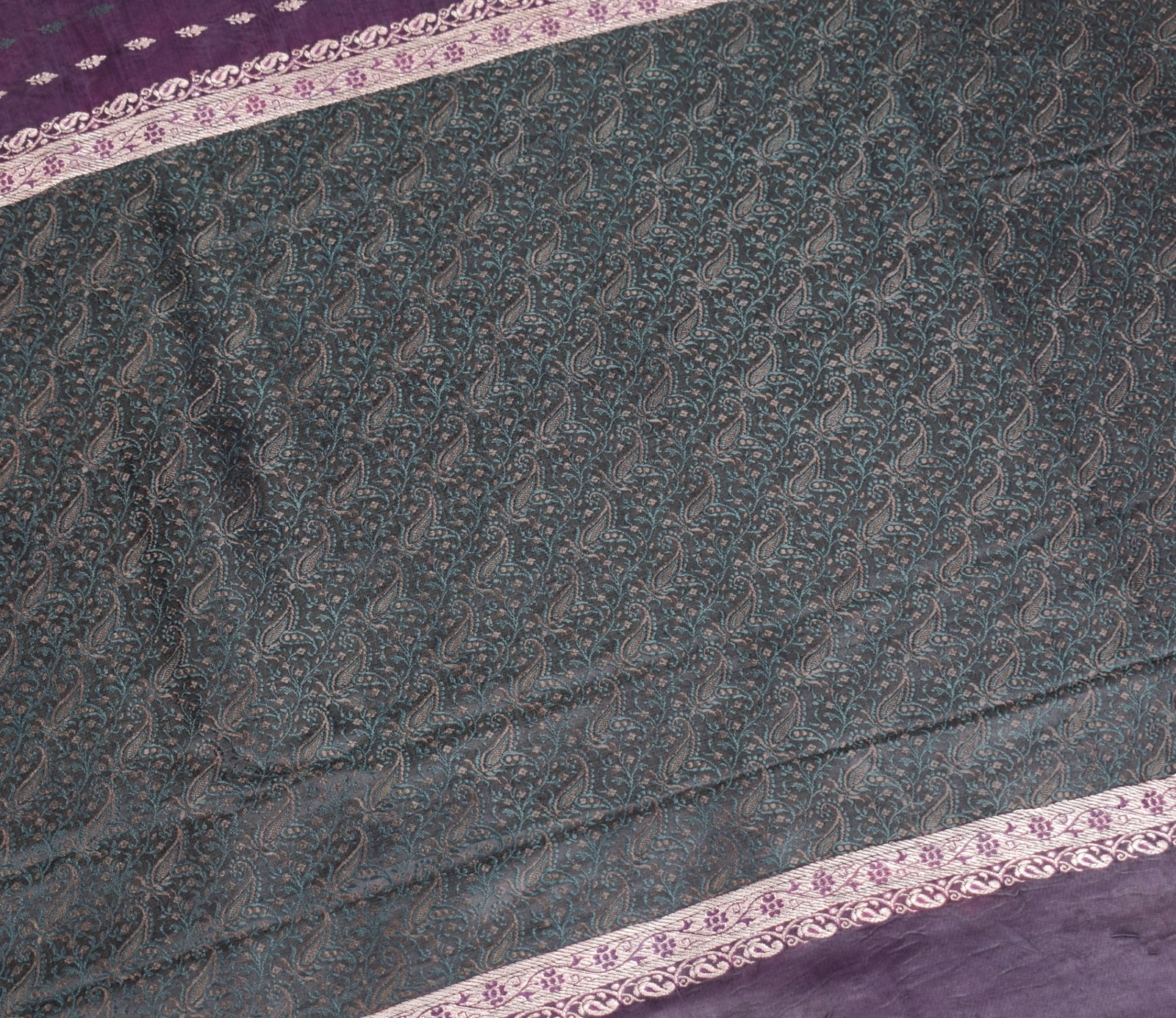 Sushila Vintage Heavy Saree Pure Satin Silk Banarasi Brocade Woven Sari Fabric