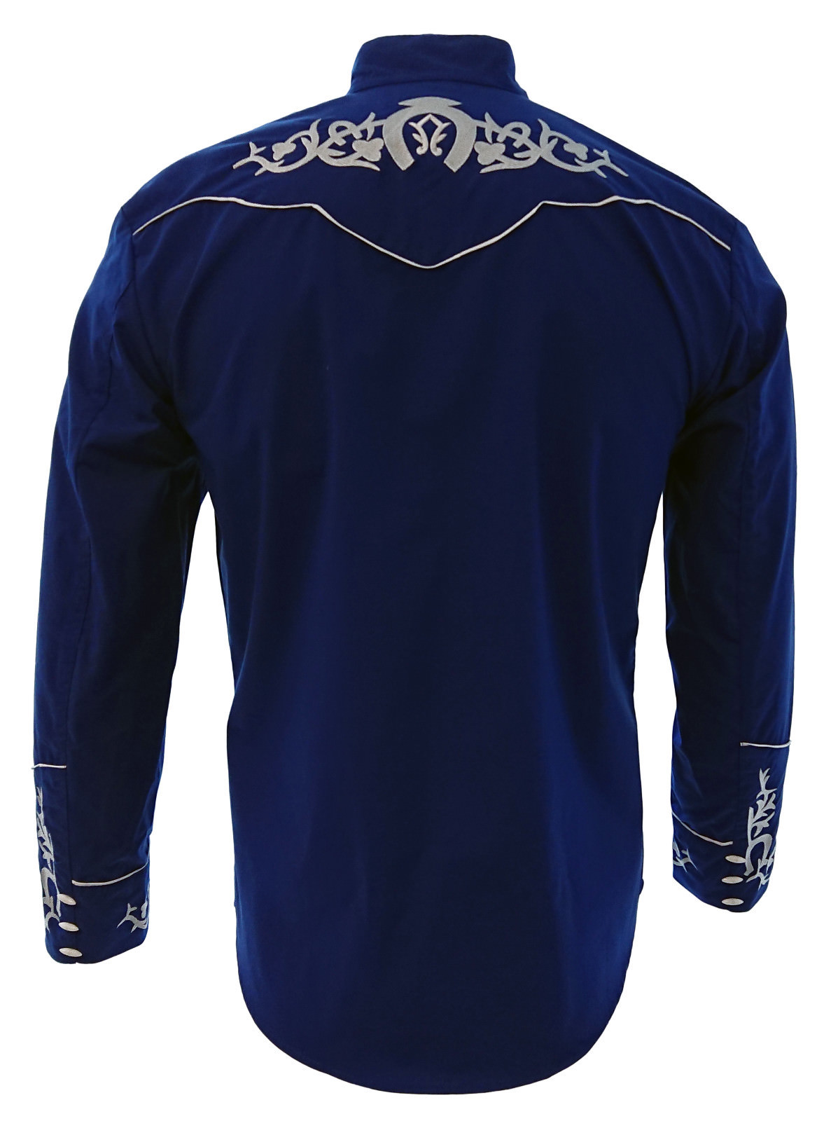 Men’s Charro Shirt Camisa Charra El General Western Wear Color Blue Long Sleeve