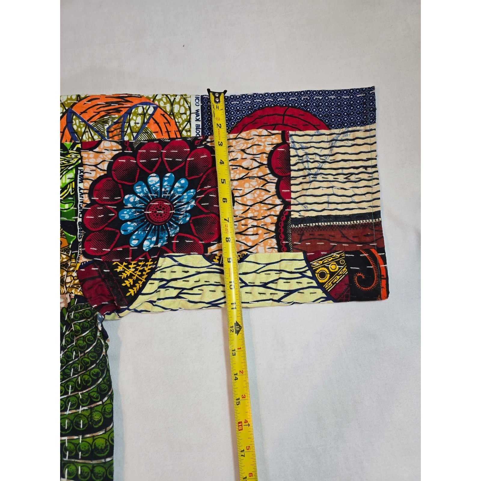 Raj Patchwork Kantha Stitch Kimono Jacket One Size India Cotton Pockets