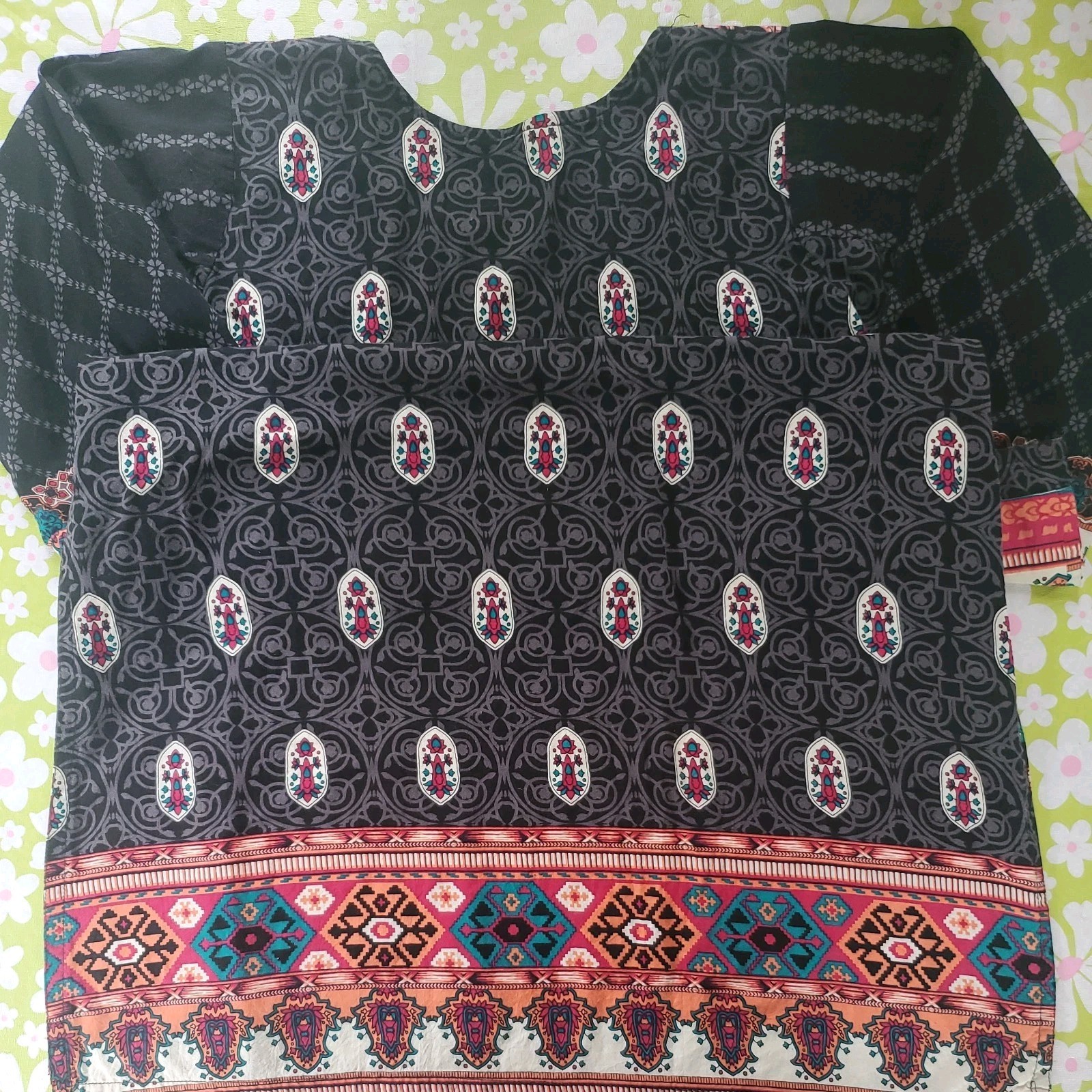 Women’s Pakistani Multi Pattern Dress Long Sleeve Light Weight size S