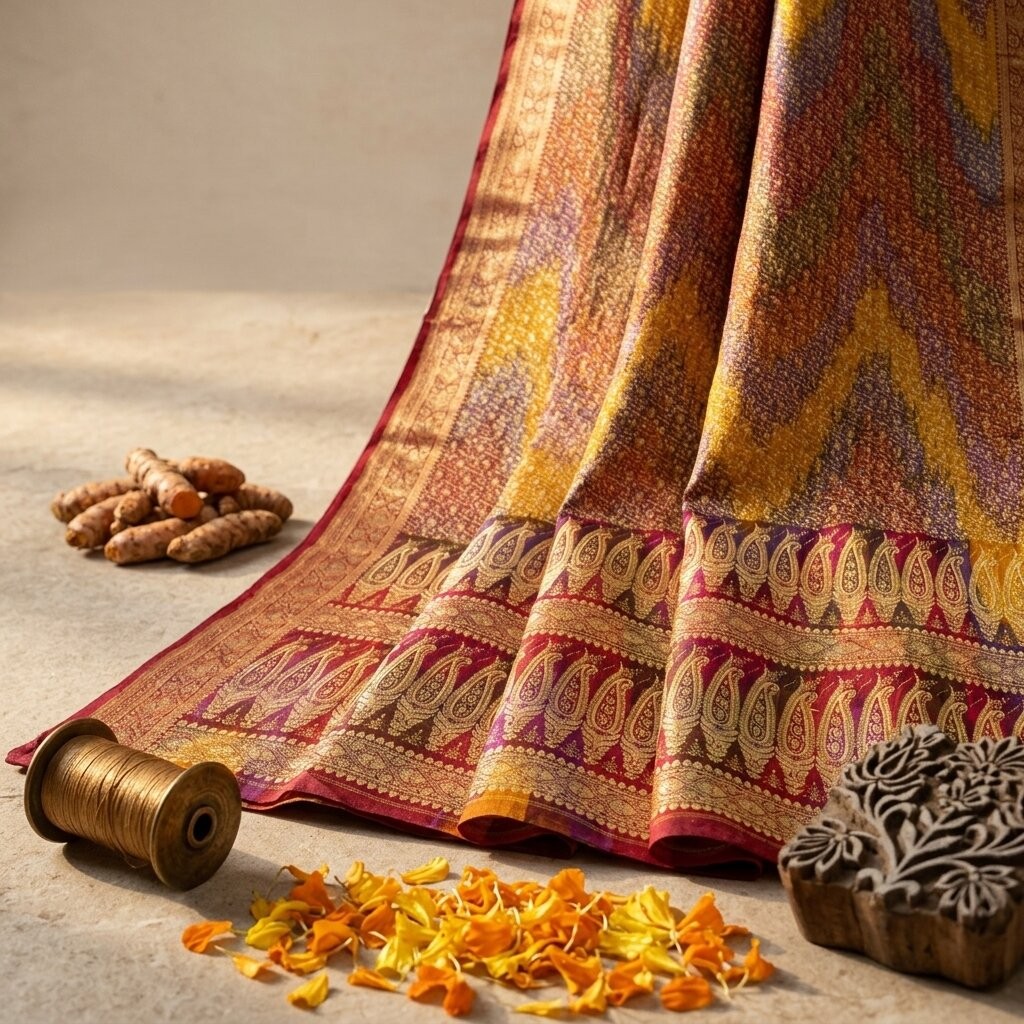 Sanskriti Vintage Multicolor Blend Silk Saree Rangkat Banarasi Brocade Zari Sari