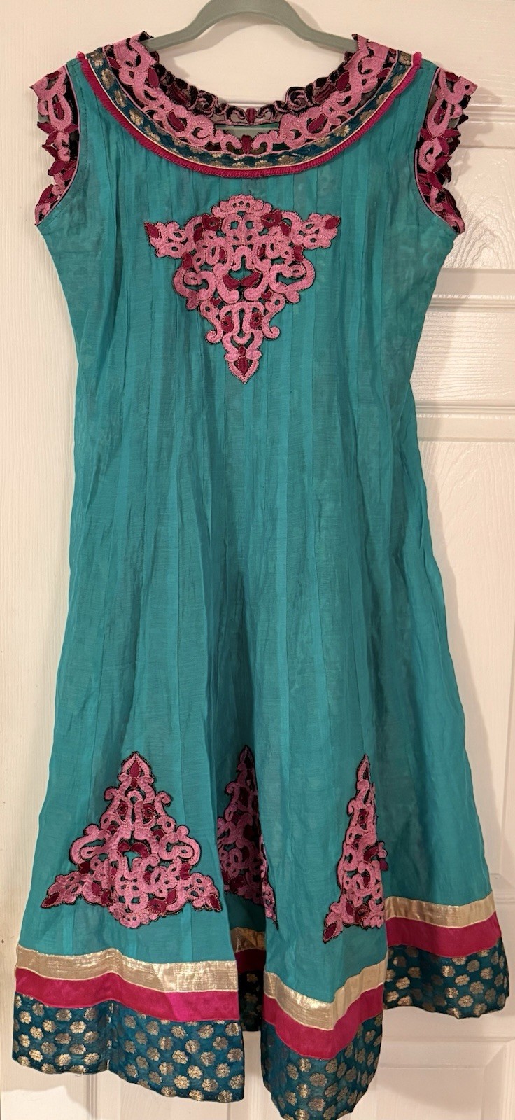 Blue Pink Gold Black Cotton Indian Salwar Kameez Dress for Women