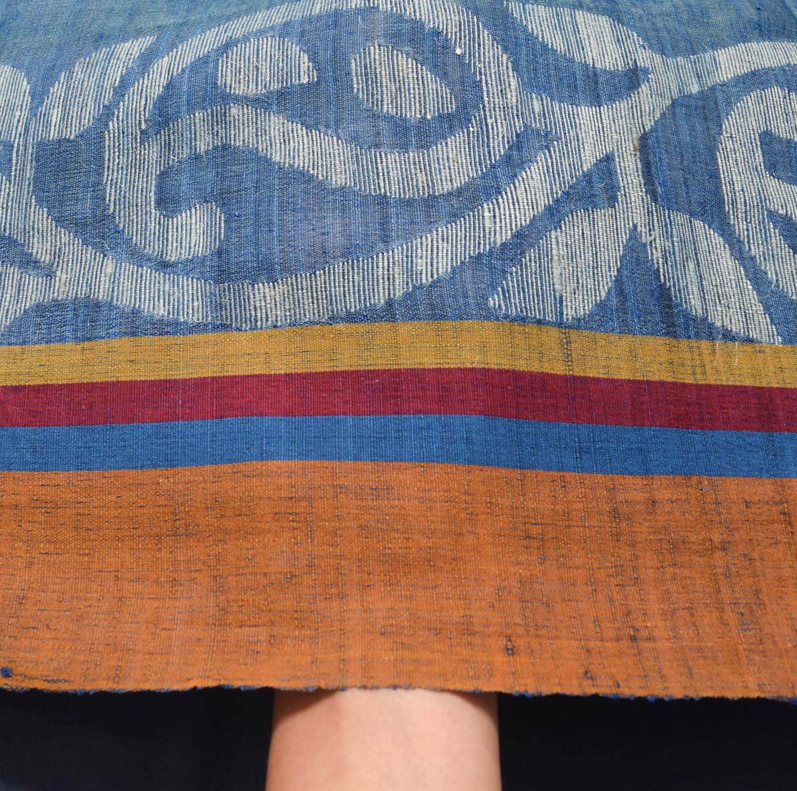 Sushila Vintage Blue Woven Floral Saree 100%Pure Woolen Indian Sari Craft Fabric