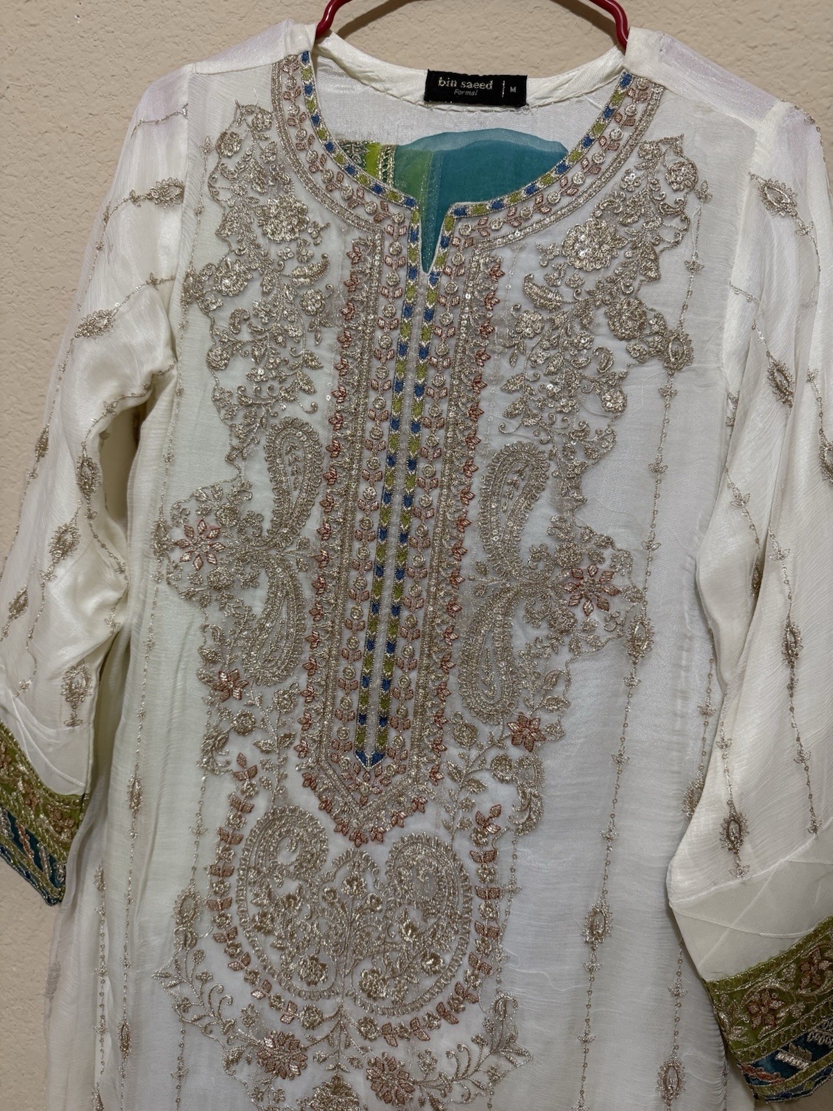 Beautiful Pakistani Outfit For Sale. Color- Off White. Intricate Embroidery