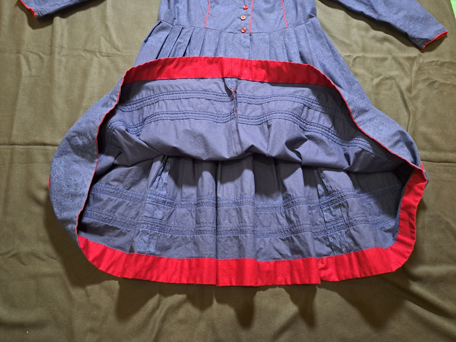 Vtg Isola Trachten Austria Blue Cotton Dirndl Dress Apron Oktoberfest EU44 M/ L