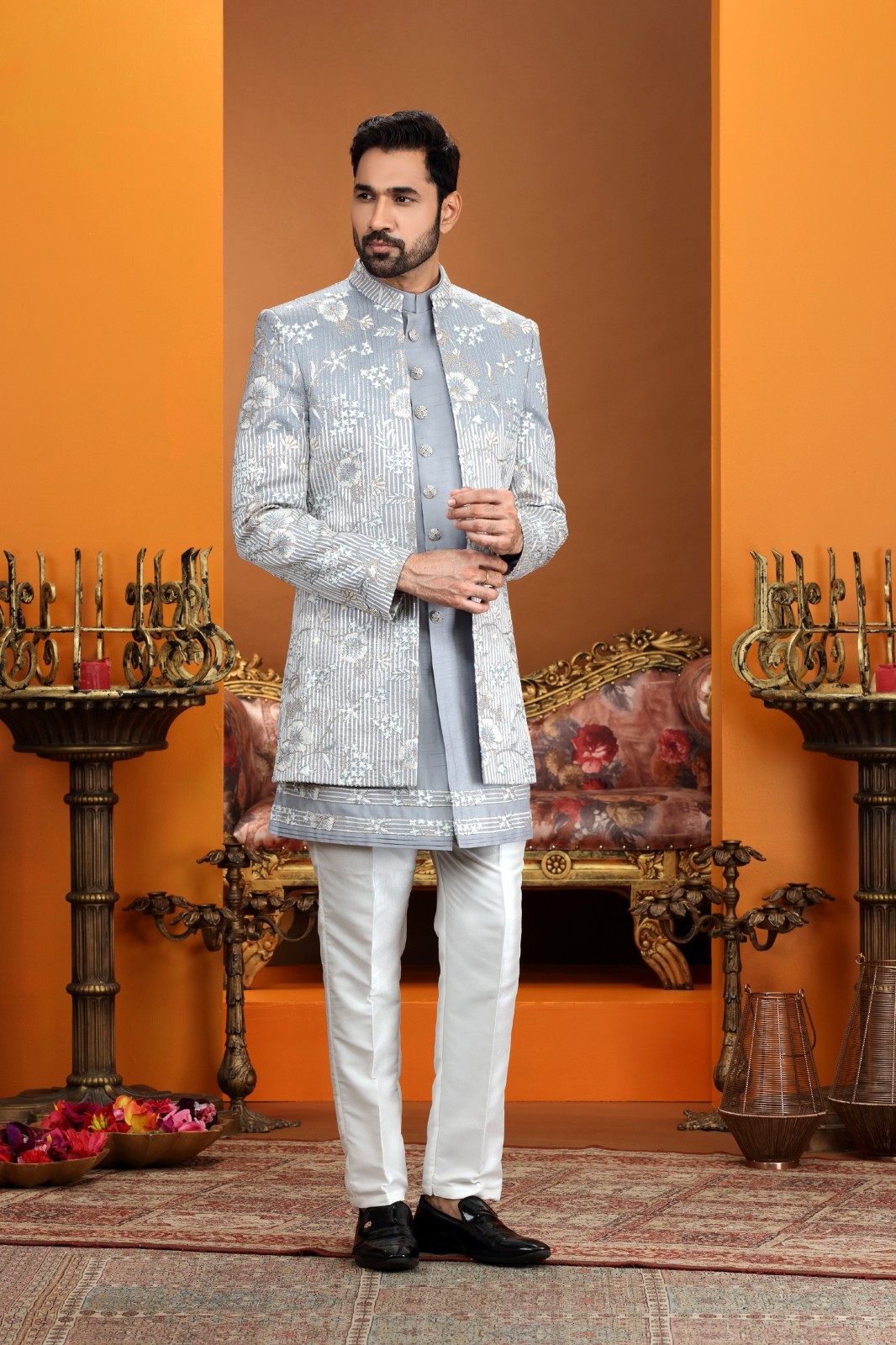 3 Pc Indian Mens Designer Wedding Bollywood Traditional Ethnic Wear Indo Western