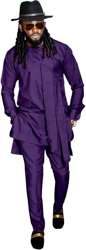 Men Fashion Clothes African Shirt and Pant Suit Dashiki Long S