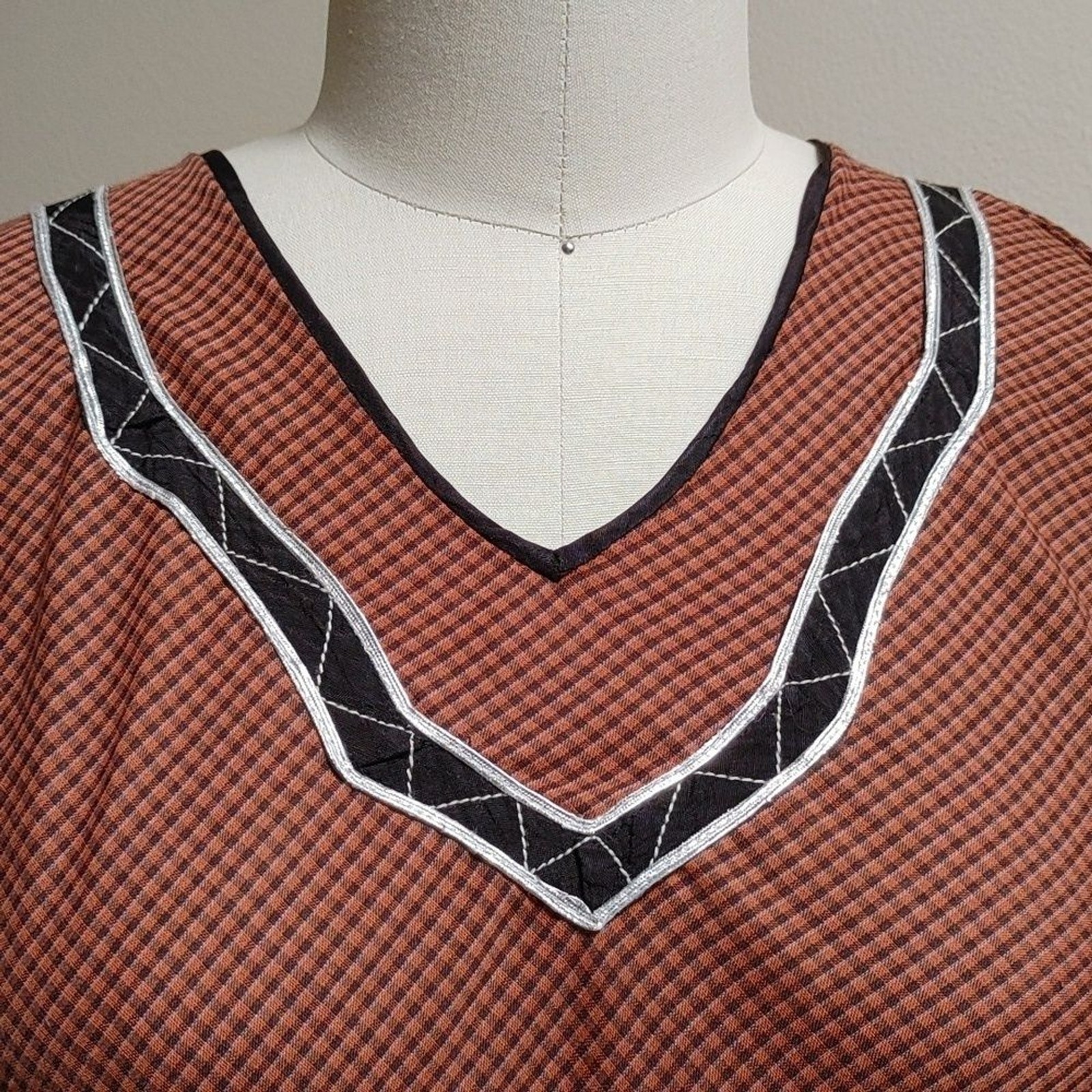 Kurta Dress & Pants Auburn and Black Check Size S