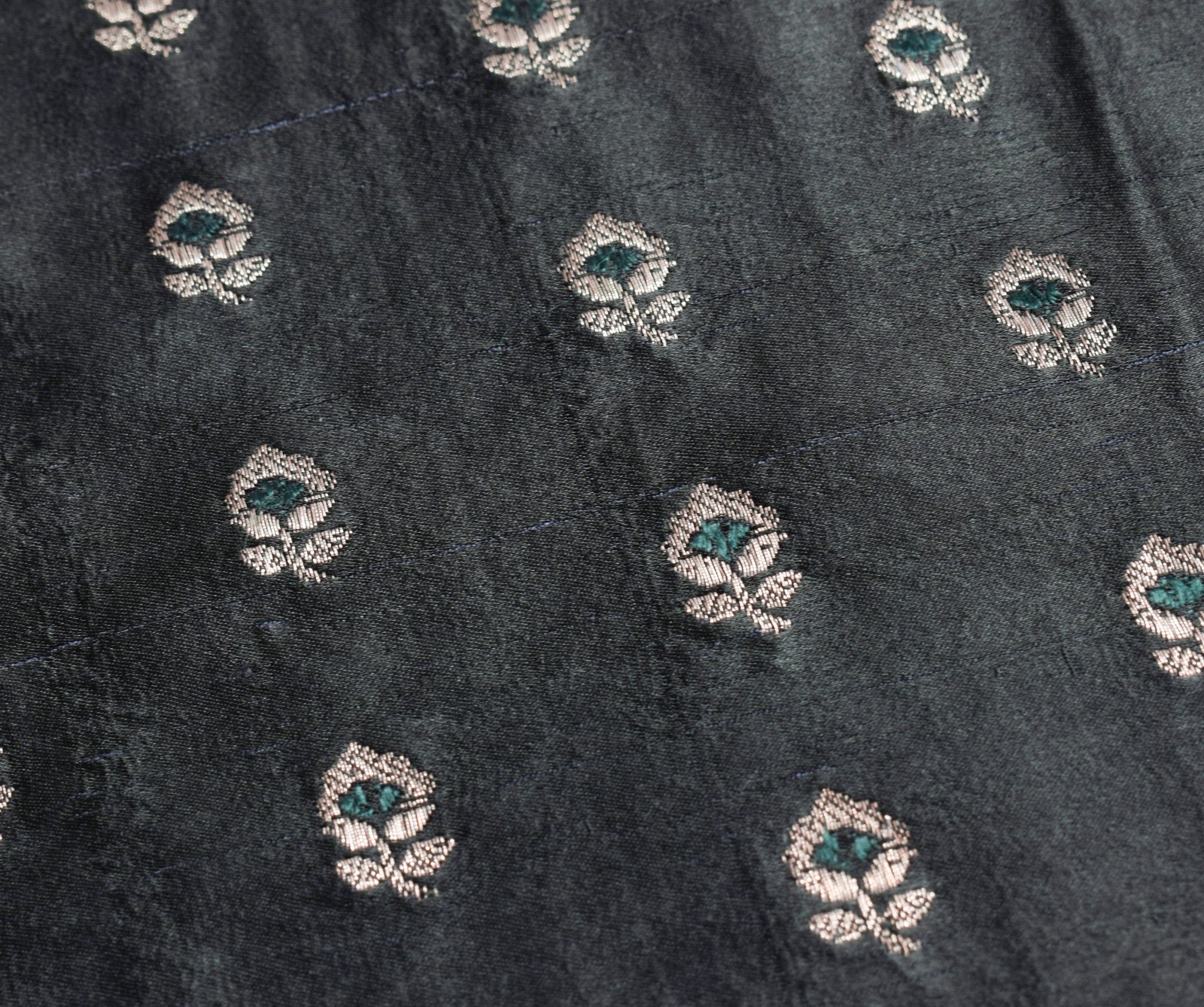 Sushila Vintage Heavy Banarasi Saree Pure Satin Silk Brocade Floral Black Sari