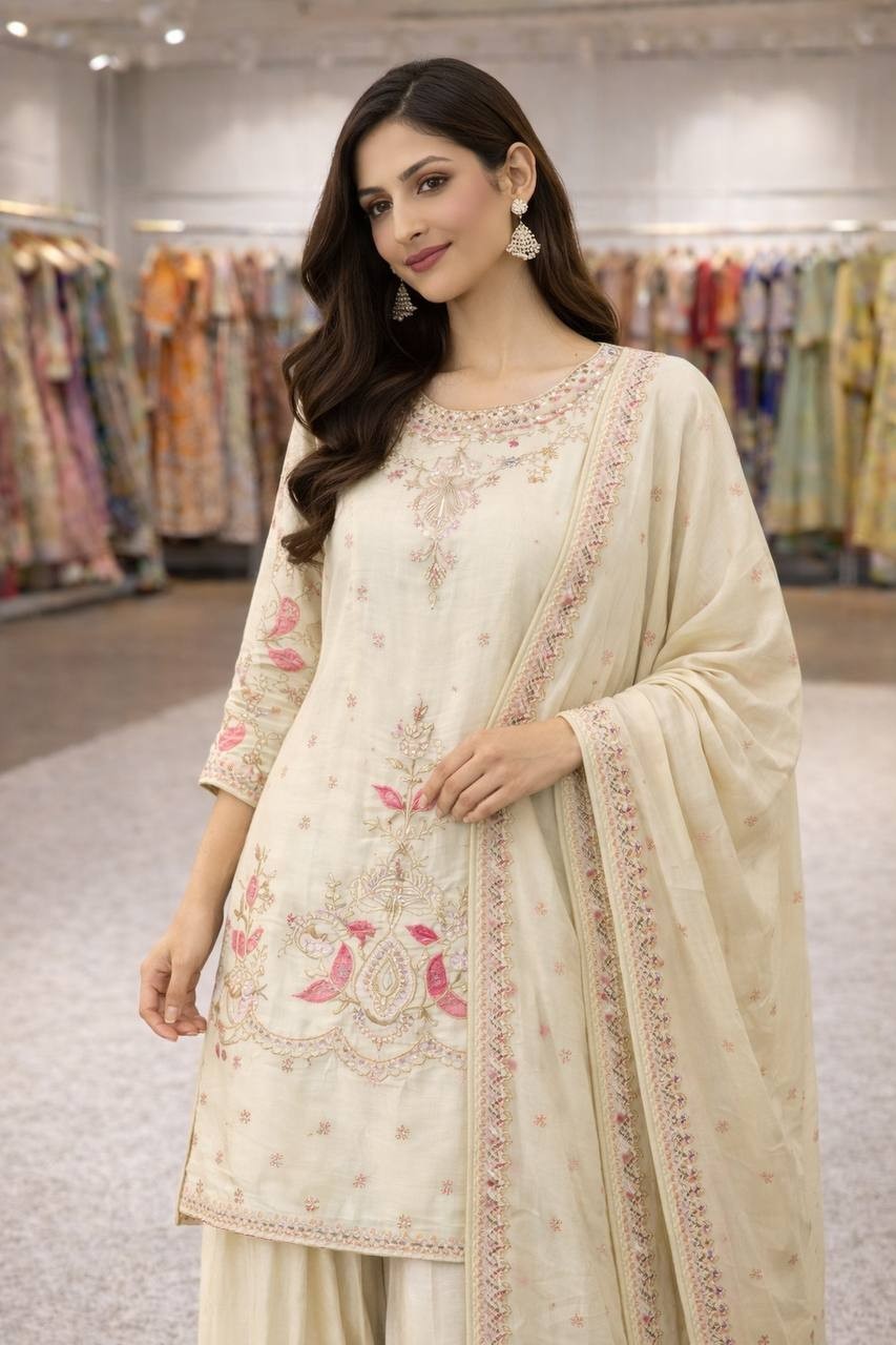 Off White salwar kameez wedding party salwar suit Pakistani Eid Special Suits
