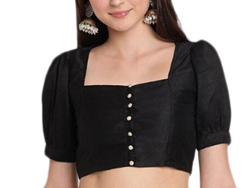 Way2Like Women Button Down Blouse Saree Non-Padded Choli Stitched Top